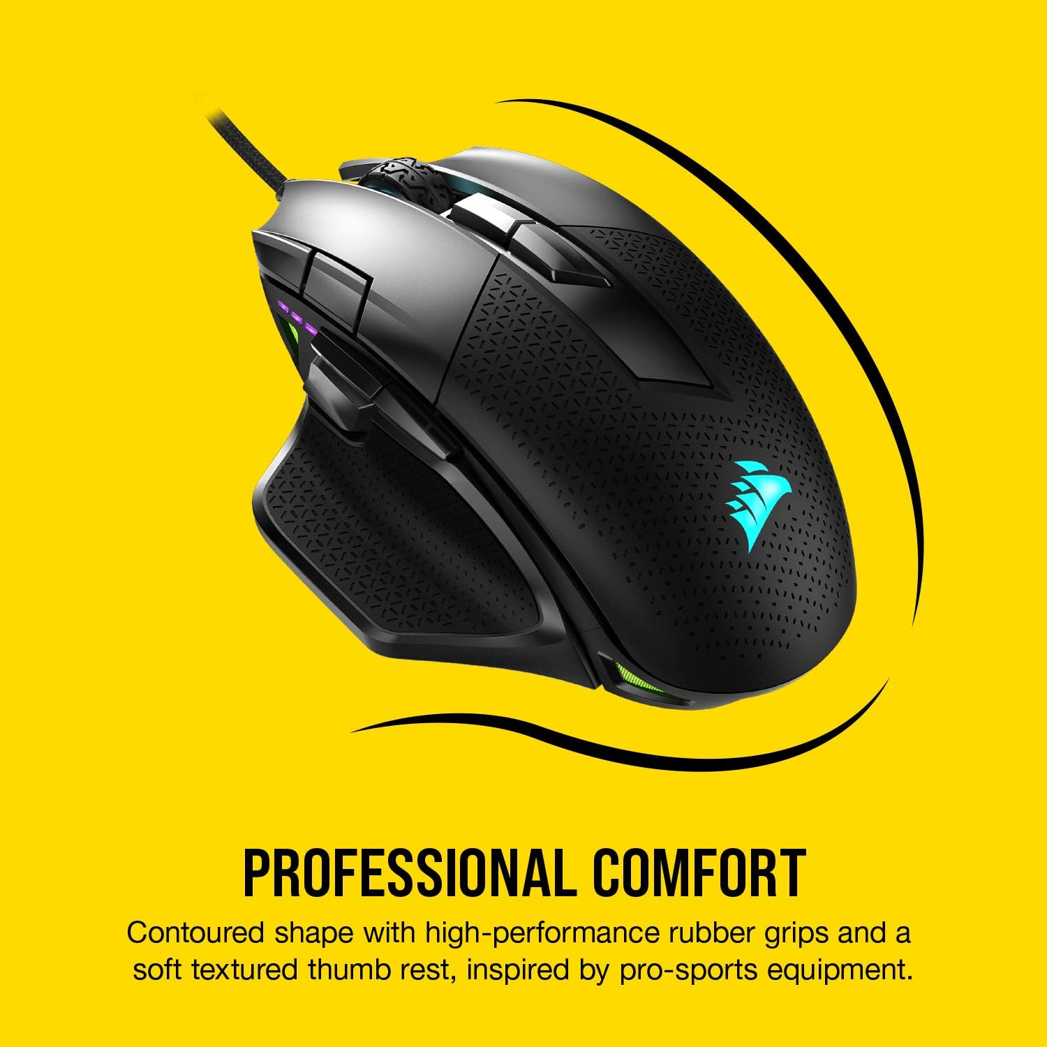Corsair Nightsword RGB - Comfort Performance Tunable FPS/MOBA Optical Ergonomic Gaming Mouse with Backlit RGB LED, 18000 DPI, Black image number 5