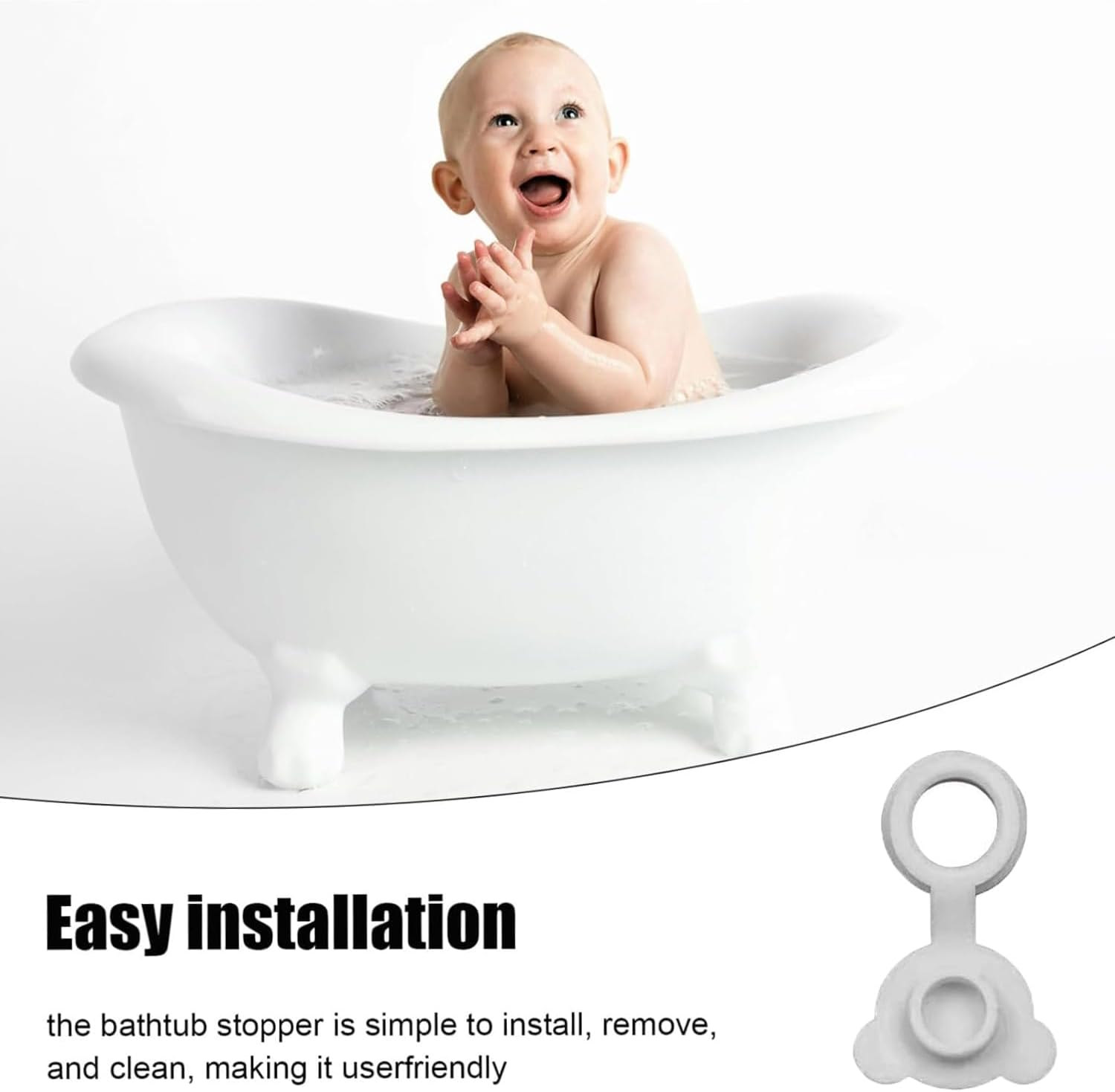 Lexziuo 2PCS Silicone Bathtub Drain Plugs - Soft Universal Bear Shaped Tub Stopper for Kids, Leakproof Bath Plug with Cute Design, Durable Water Saving Shower Sink Stopper (Blue) image number 3