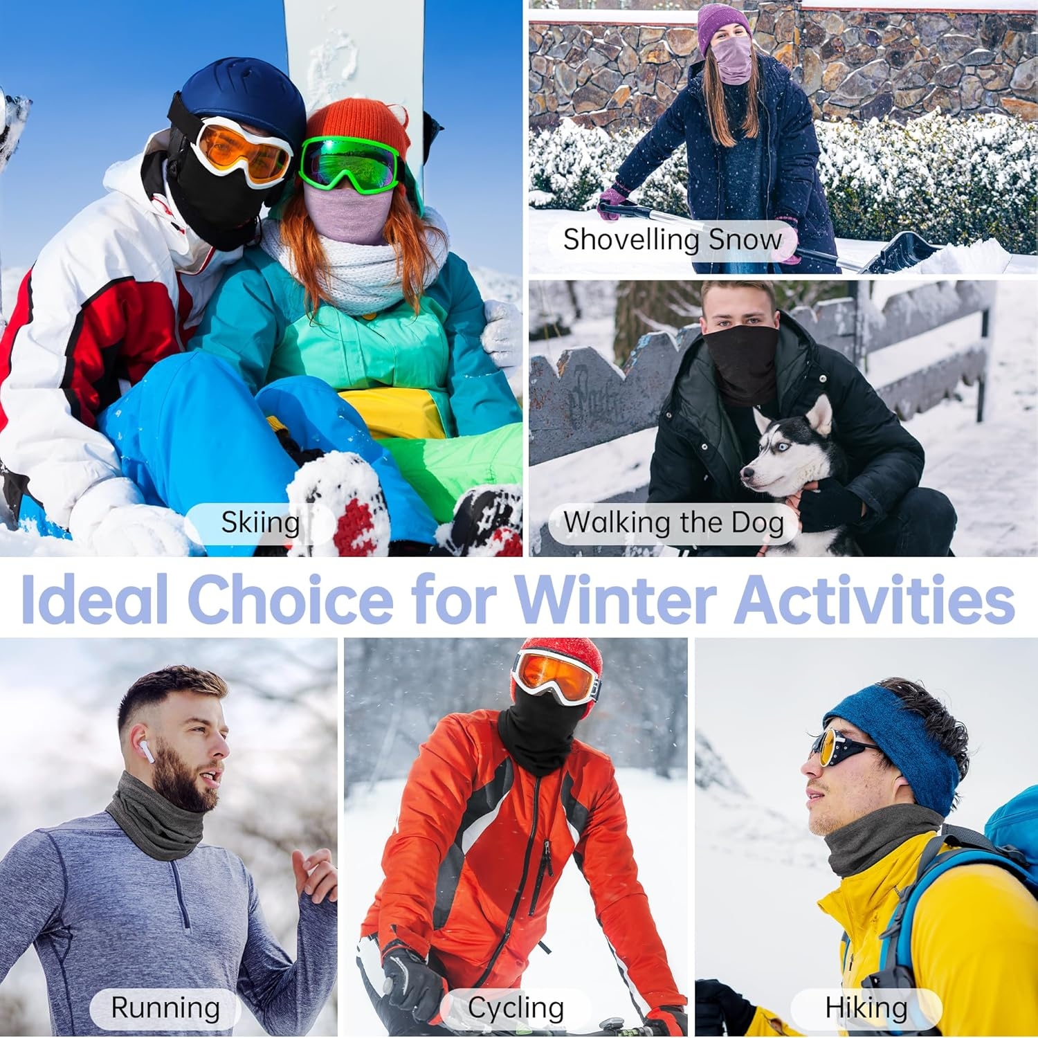 Exski Winter Neck Gaiter Warmer, Soft Fleece Face Mask Scarf for Cold Weather Skiing Cycling Outdoor Sports image number 6