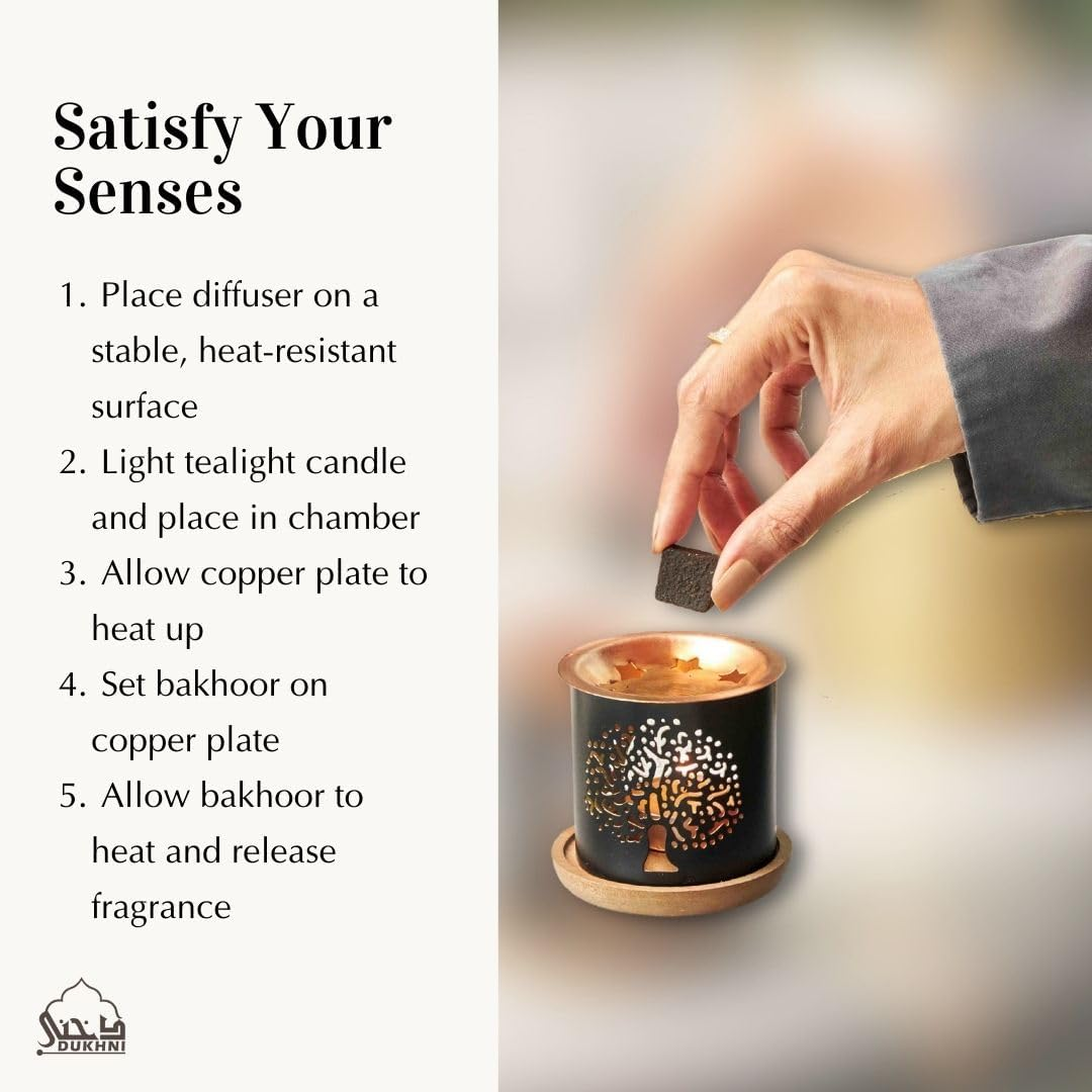 Oud Ya Aini, Oud Al Khaleeji, Oud Al Ibtisam Bakhoor Set عود بخور و مبخرشمعدان by Dukhni | 3 X 9 Piece Each & Tree Bakhoor Burner | Arabic Bakhoor Incense | Great Gift & Decor for Ramadan Eid Hampers image number 1