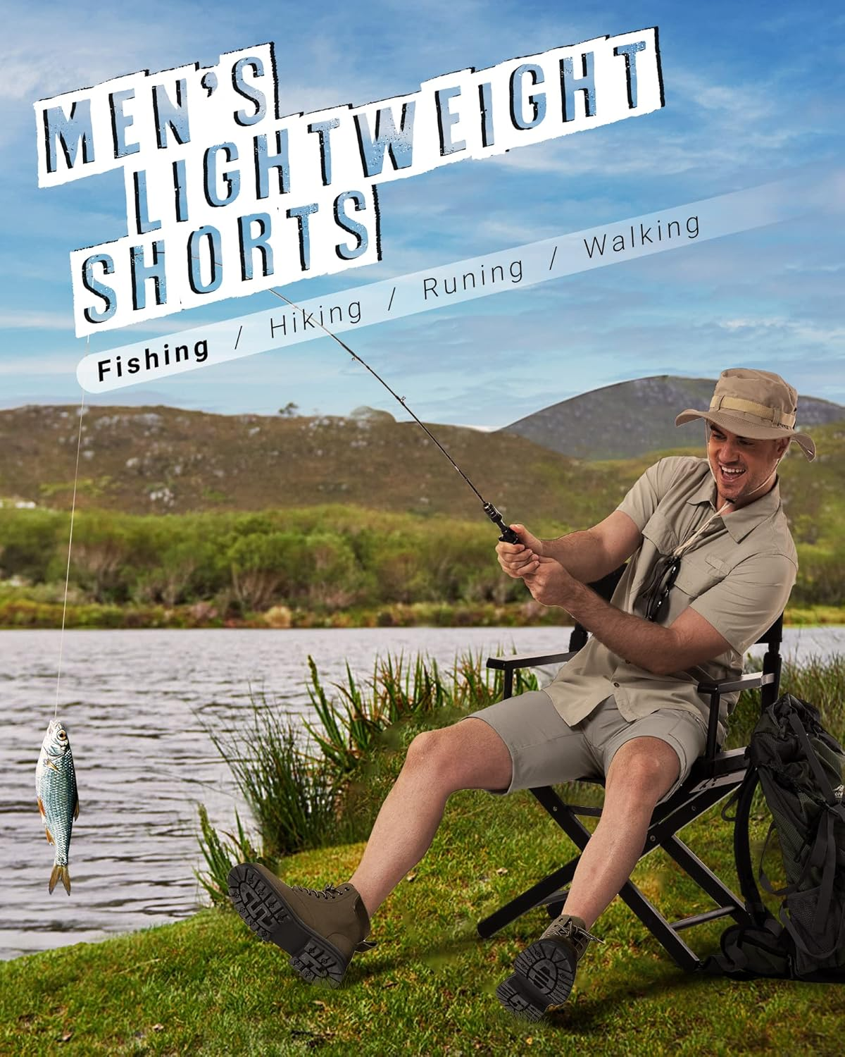 33,000Ft Men'S Golf Shorts with UPF50+ Summer Trekking Pants, Packable Outdoor Cargo Bermuda Shorts with 7 Pockets for Hiking, Camping, Travelling image number 2