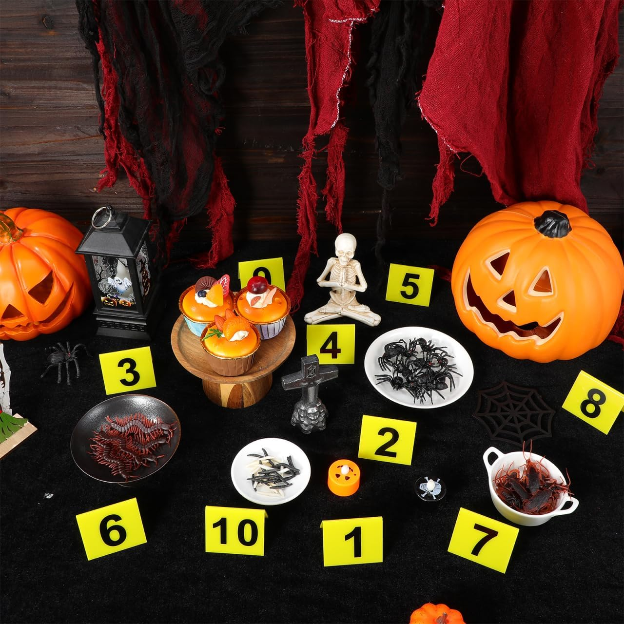 Operitacx Investigation Game Detective Game 10Pcs Evidence Markers Crime Scene Markers 1-10 Evidence S for Halloween Party Decorations Yellow Game image number 6