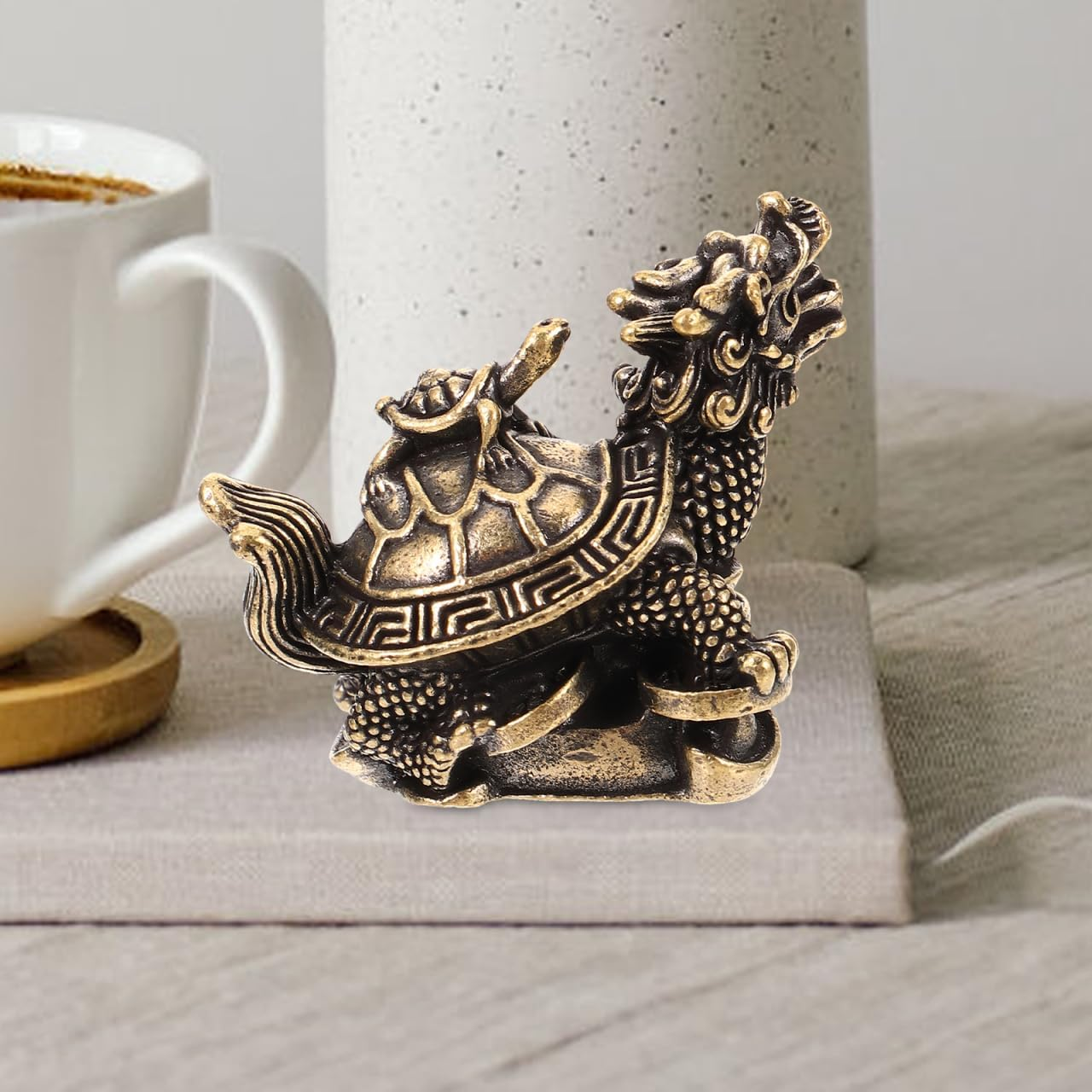 MUSISALY Copper Dragon Turtle Figurine Retro Design Desktop Decor for Home Office Metal Craft Ornament with Fine Workmanship Unique Feng Shui Decoration image number 5