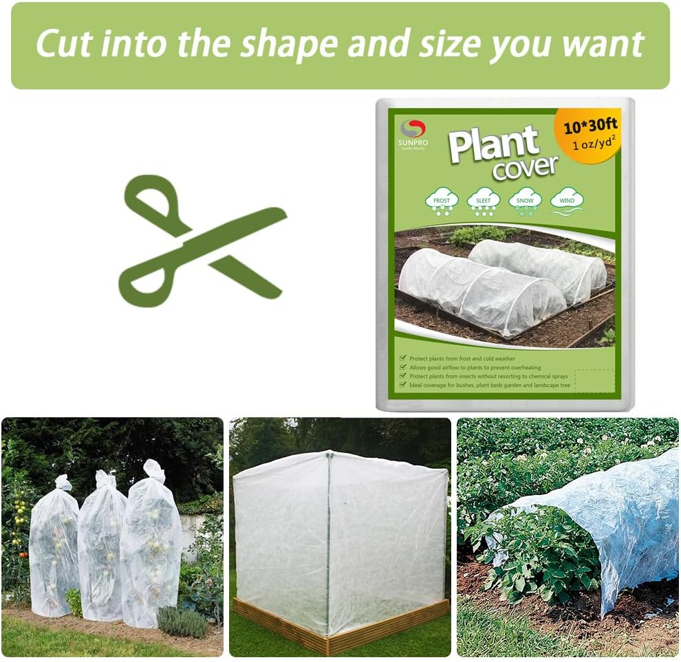SUNPRO Plant Covers, 0.9Oz 10Ft X 30Ft Reusable Floating Row Cover, Freeze Protection Plant Blankets for Cold Weather image number 3