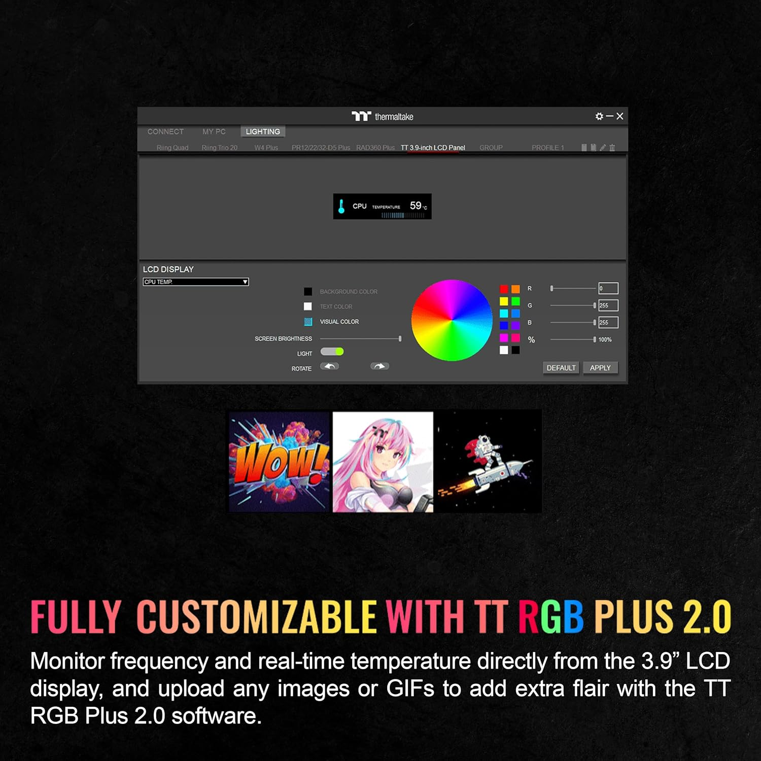 Thermaltake LCD Display Panel Kit for the Tower 200 Tempered Glass Mini Tower Case Bumblebee Edition, AC-067-OO4NAN-A1 image number 1