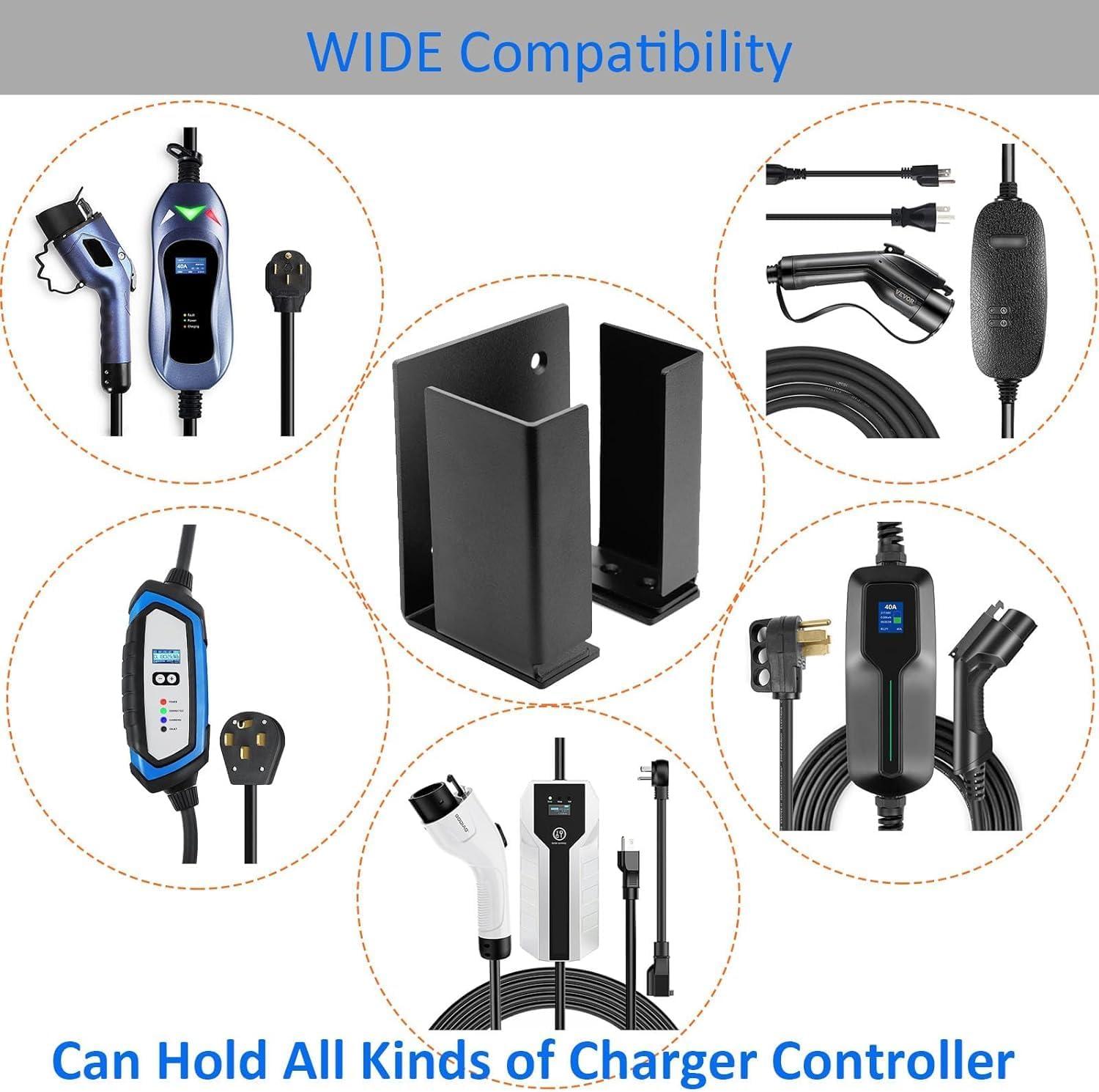 Vehicle Plug Holster Wall Mount Charger Holder Charging Holder Box Charging Supplies for Electric Vehicle Control Box Holder EV Charger Cable Box with Screws EV Charging Supplies for Electric Vehicle