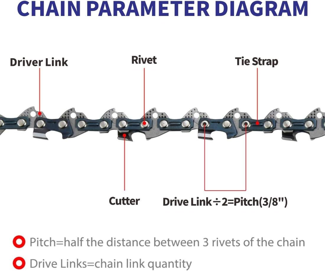 Abroman 2 Pack S52 Advancecut 14-Inch Chainsaw Chain 3/8 LP .050" 52 Drive Links 91VXL052G 63PM52 Compatible with Craftsman Poulan Ryobi Homelite Echo Greenworks SWJ699E Sun Joe Saw image number 2