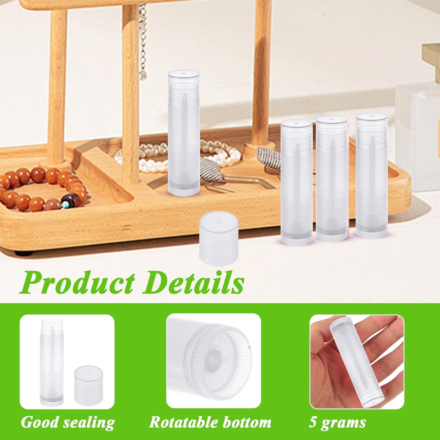 GBACHOOSE 200PCS Plastic Lip Balm Tubes 5Ml/5G Clear Lip Balm Containers with Filling Tray and Spatula, Rotating Type Refill Lip Chapstick Tubes Empty with Cap for DIY Make Up - 200Pcs-Pink image number 5