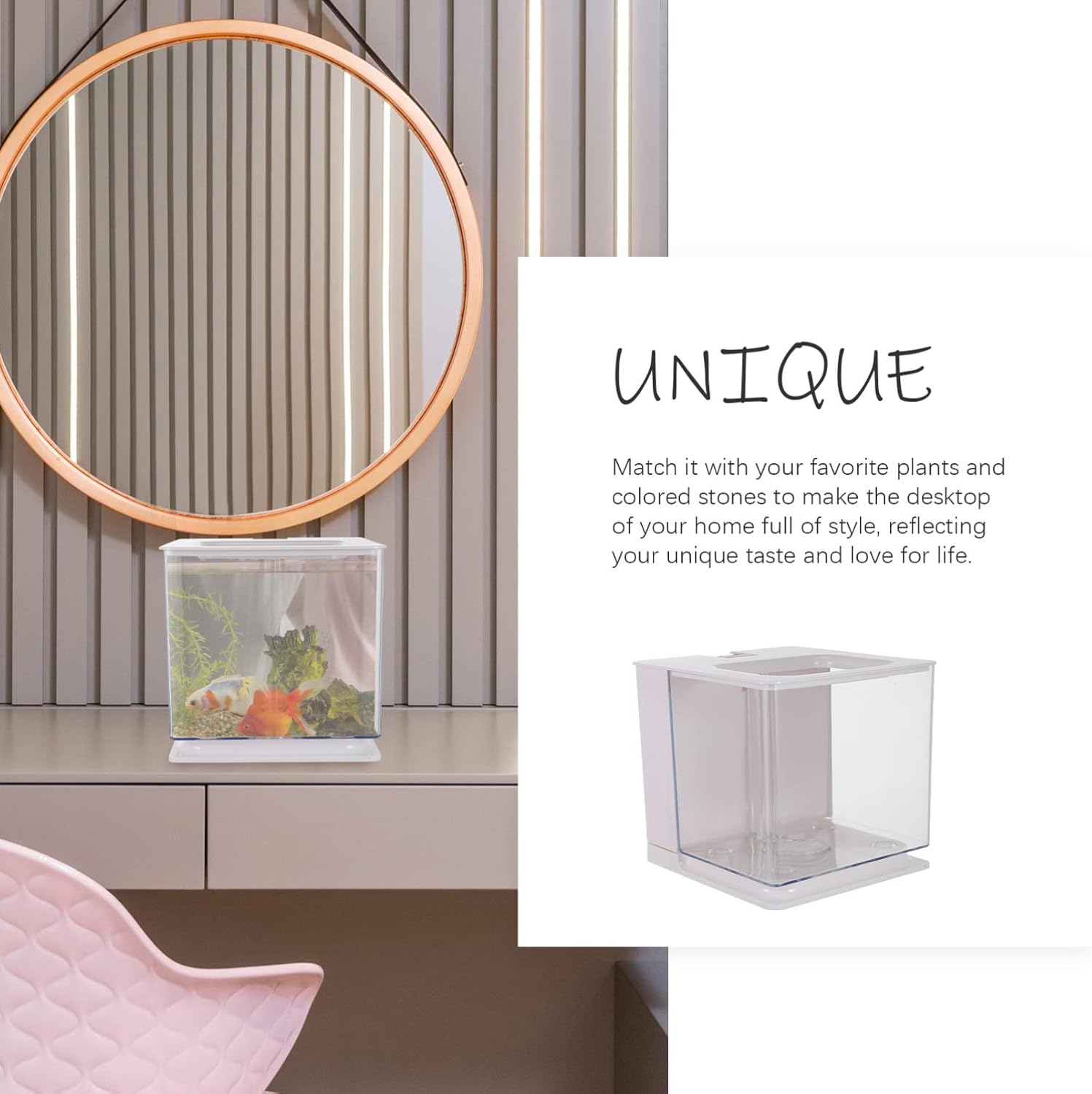 Mipcase Self-Cleaning Acrylic Fish Tank Easy Maintenance Water Changing Aquarium for Desktop Use Stylish Decorative Fish Tank for for Aquatic Plant Gardens image number 4