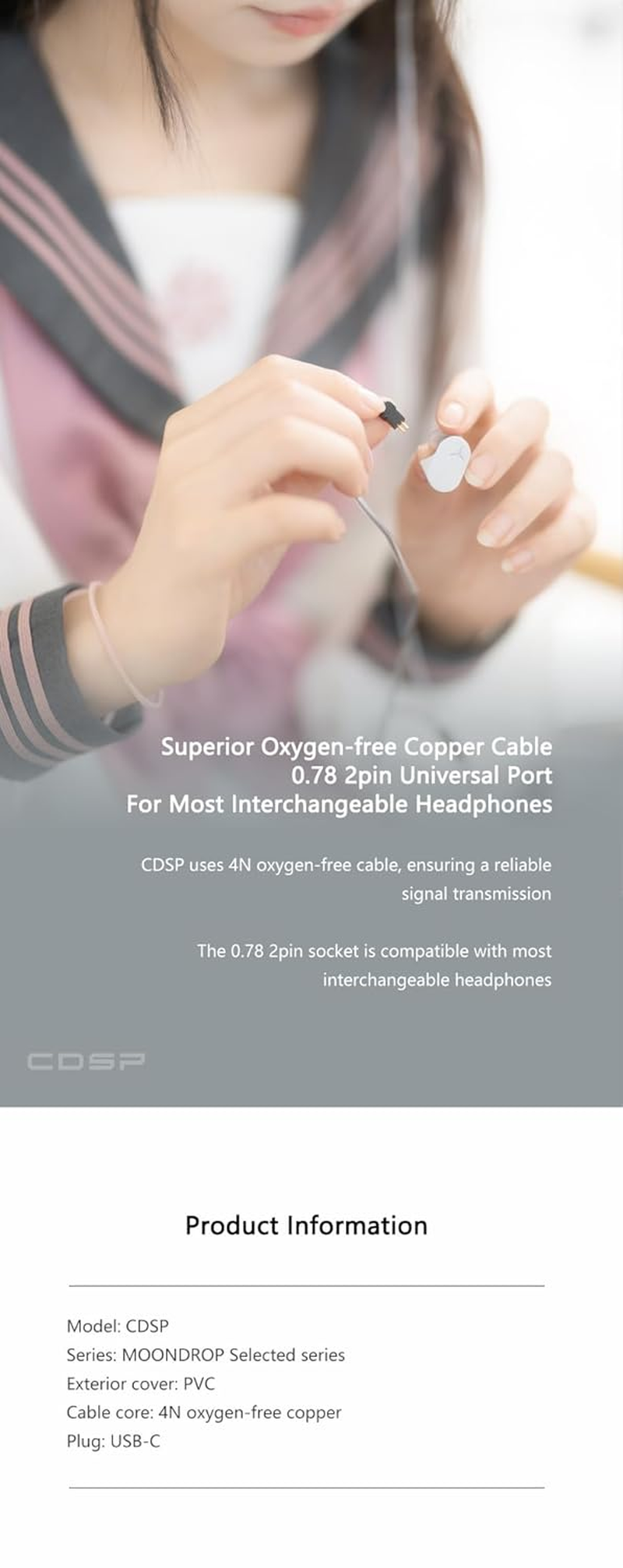 Moondrop CDSP New Online Interactive DSP USB-C Earphone Upgrade Cable for Portable Wired Hifi Earphone image number 2
