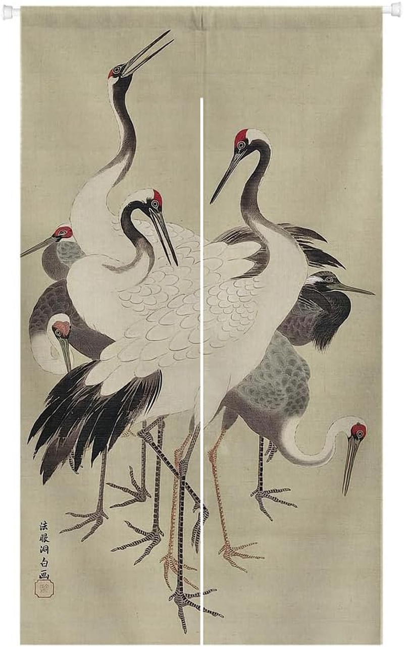 Ofat Home Chinese Ink Painting Doorway Curtain Carps Koi Fishes Japanese Noren Bring You Good Luck Tapestry for Wall Hanging Bedroom Divider Kitchen Partition Bathroom Door Decor, 33.5"X 59"