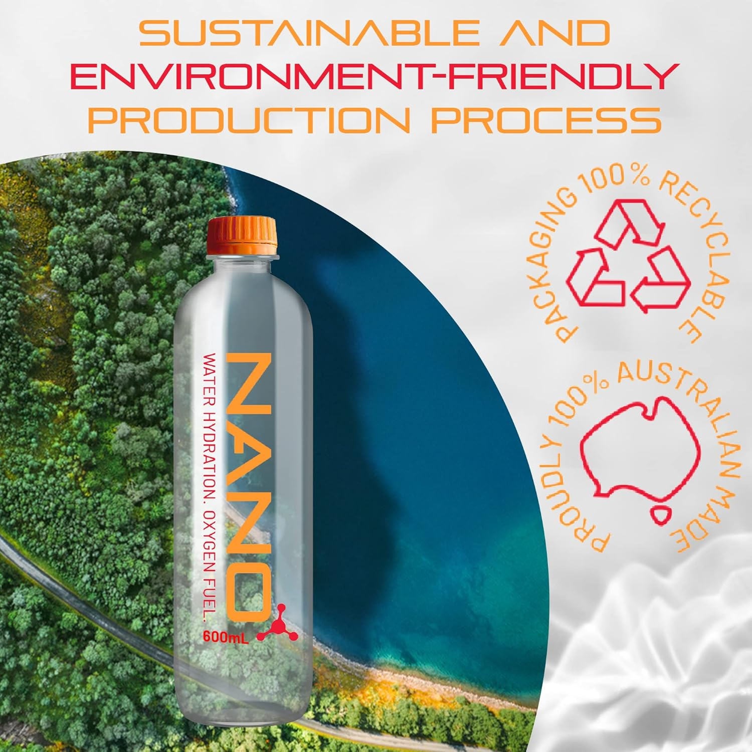 Nano Bubble Nano Water with Billions of NANO Bubbles of Oxygen (Pack of 12) - Highly Oxygenated Water - Oxygen-Filled Water - Mountain Natural Valley Spring Water - Clean & Fresh Pure Bottled Drinking Water image number 1