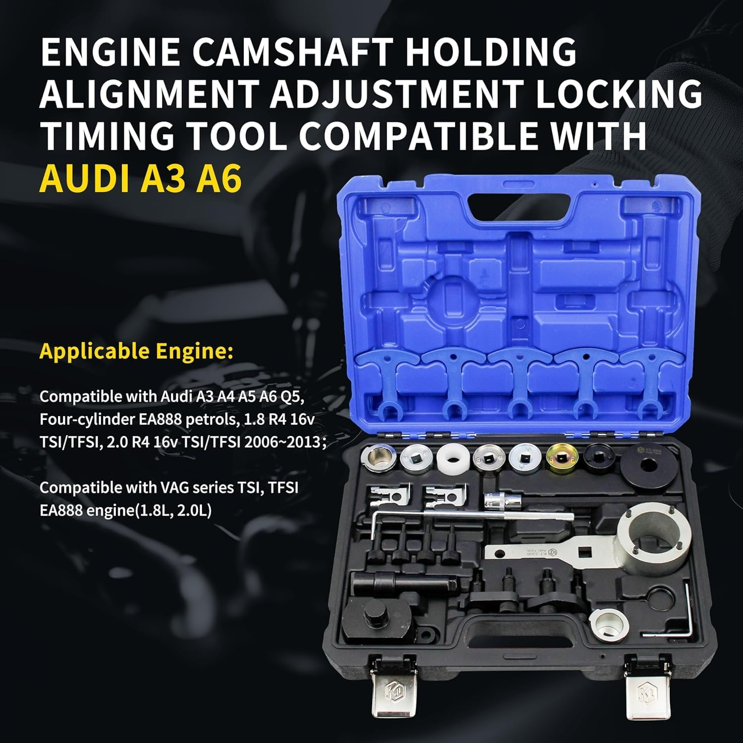 Kuntech 29 PCS Engine Camshaft Holding Alignment Adjustment Lock Timing Tool Kit Compatible with VW Audi A3 A6 TS TFSI (2006-2013 EA888 Engine (1.8L 2.0L), 4V T10355 T40191 T40266 T10352 FVNST9143-A) image number 5