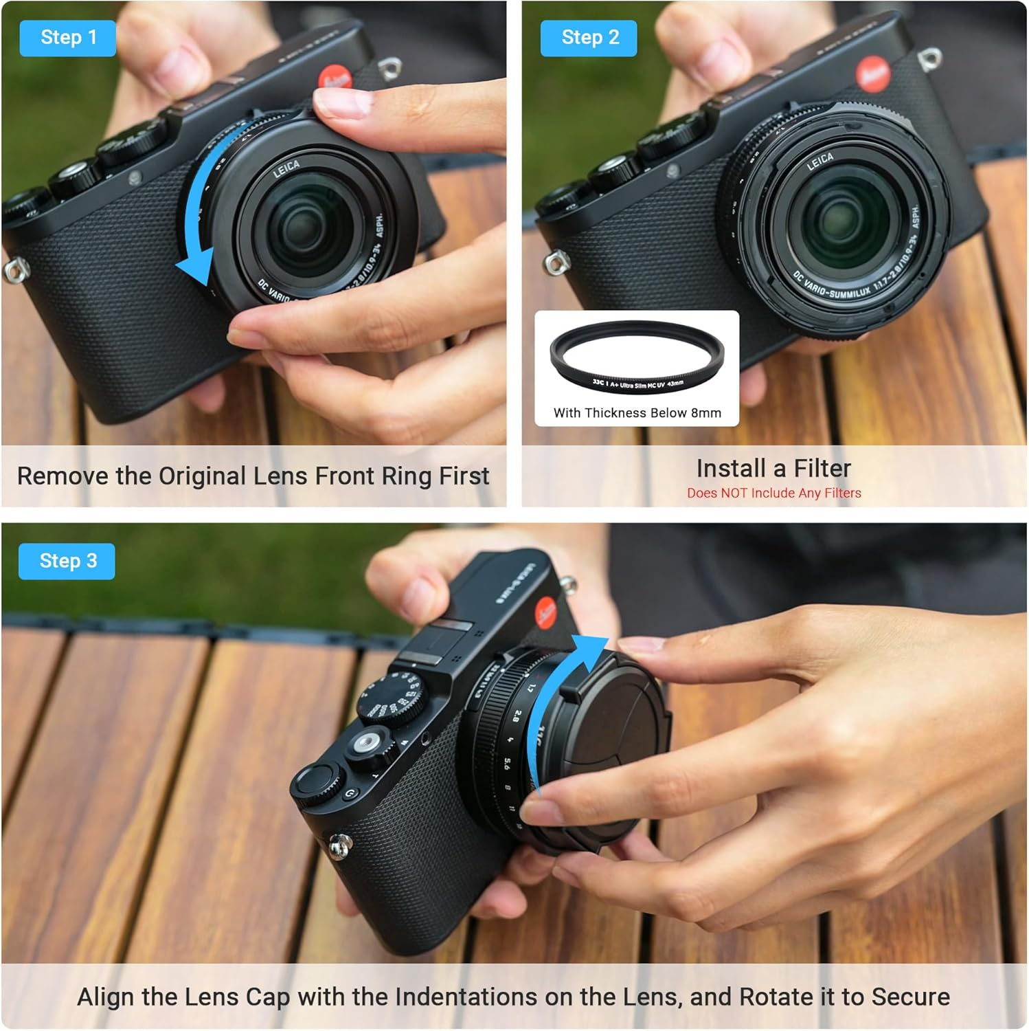 JJC Auto Open and Close Lens Cap for Leica D-LUX 8 D-LUX (Typ 109) D-LUX 7 Panasonic Lumix LX100 II (DC-LX100M2) DMC-LX100 Replaces DMW-LFAC1 + Emall Micro Fiber Cleaning Cloth image number 2