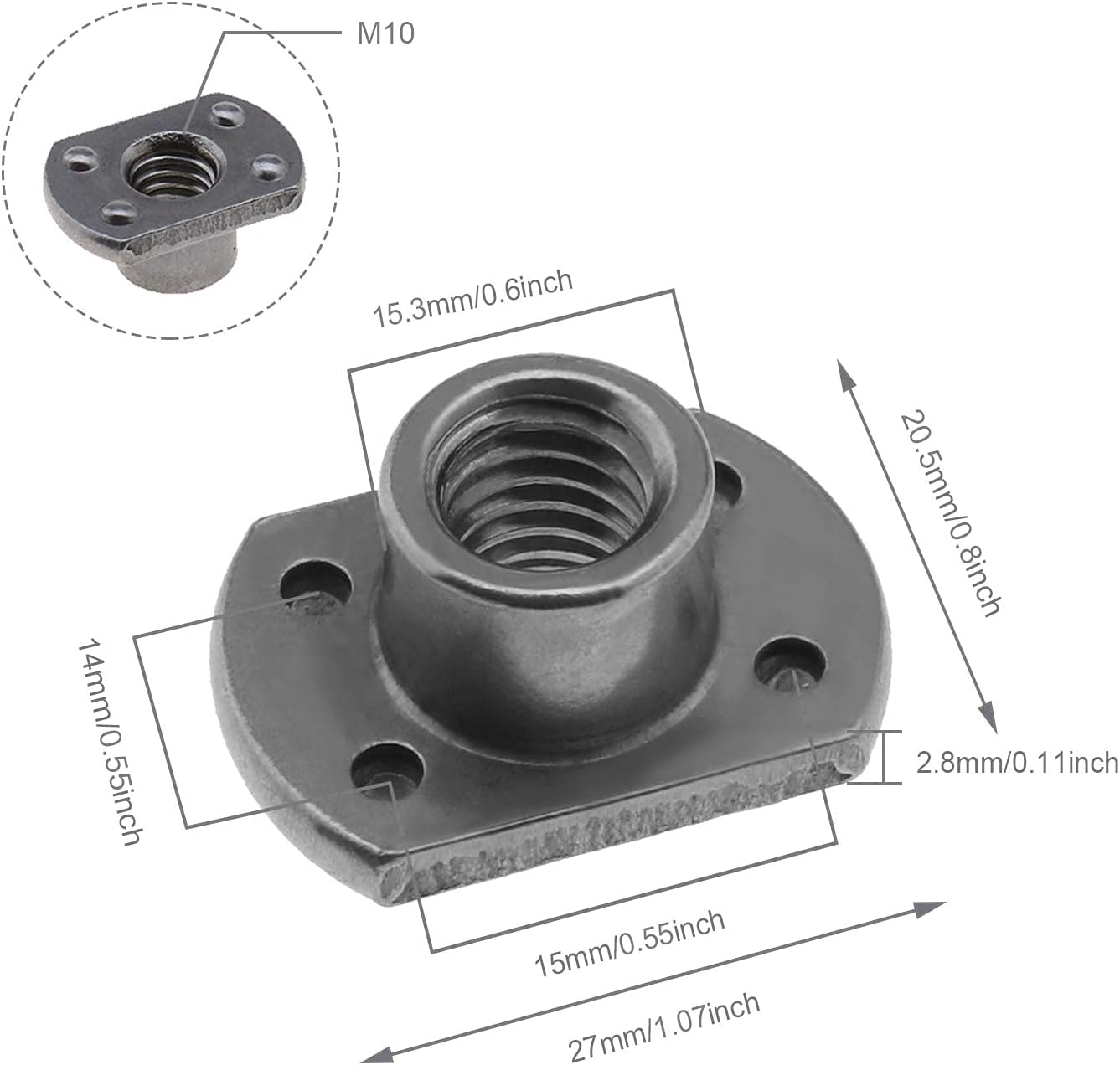 Emsea 15Pcs Weld Nuts M6/M8/M10 Tab Base UNC Carbon Steel Machine Screw 2/4 Projection image number 2