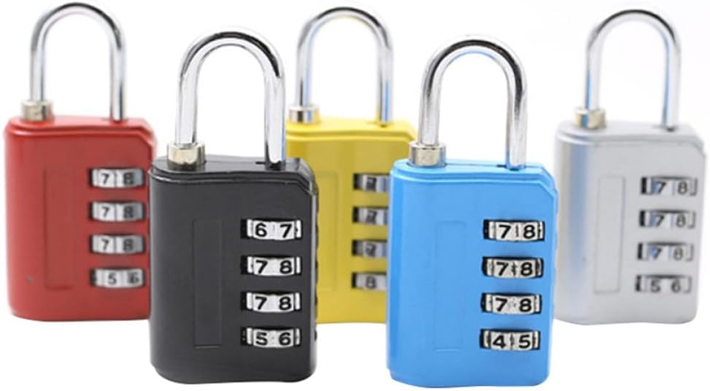 PACKOVE 5Pcs Zinc Alloy 4-Digit Combination Padlock Set for Suitcase Luggage Gym Lockers Travel Backpack Cabinet Security Locks image number 4