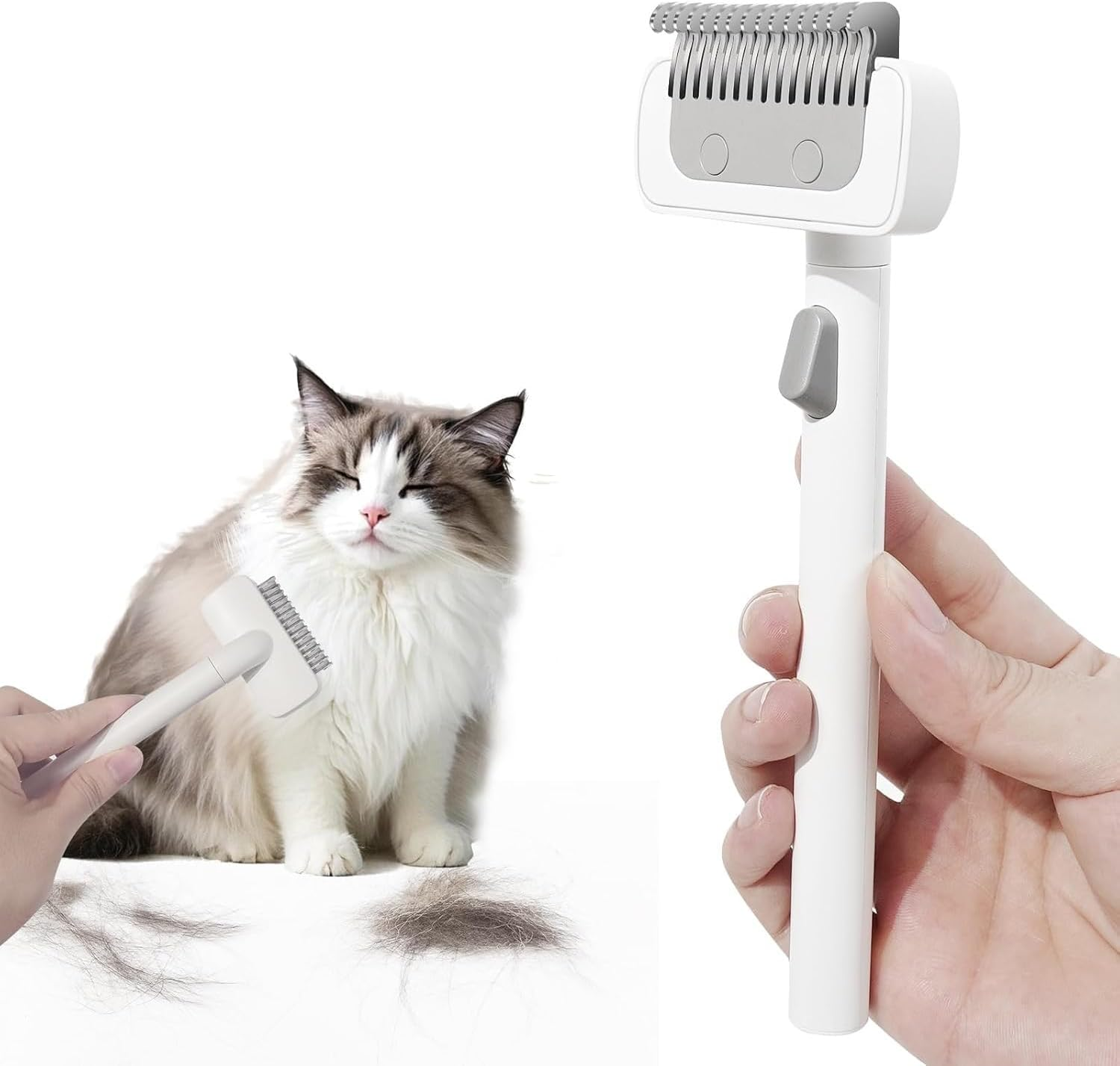 Ashintaranji Cat Grooming Brush,Pet Grooming Massage Comb for Matted Fur & Loose Hair, Dog Deshedding Brush, Quick Knot Remover with Stainless Steel Blade,One-Click Pet Hair Remover for Dogs & Cats image number 1