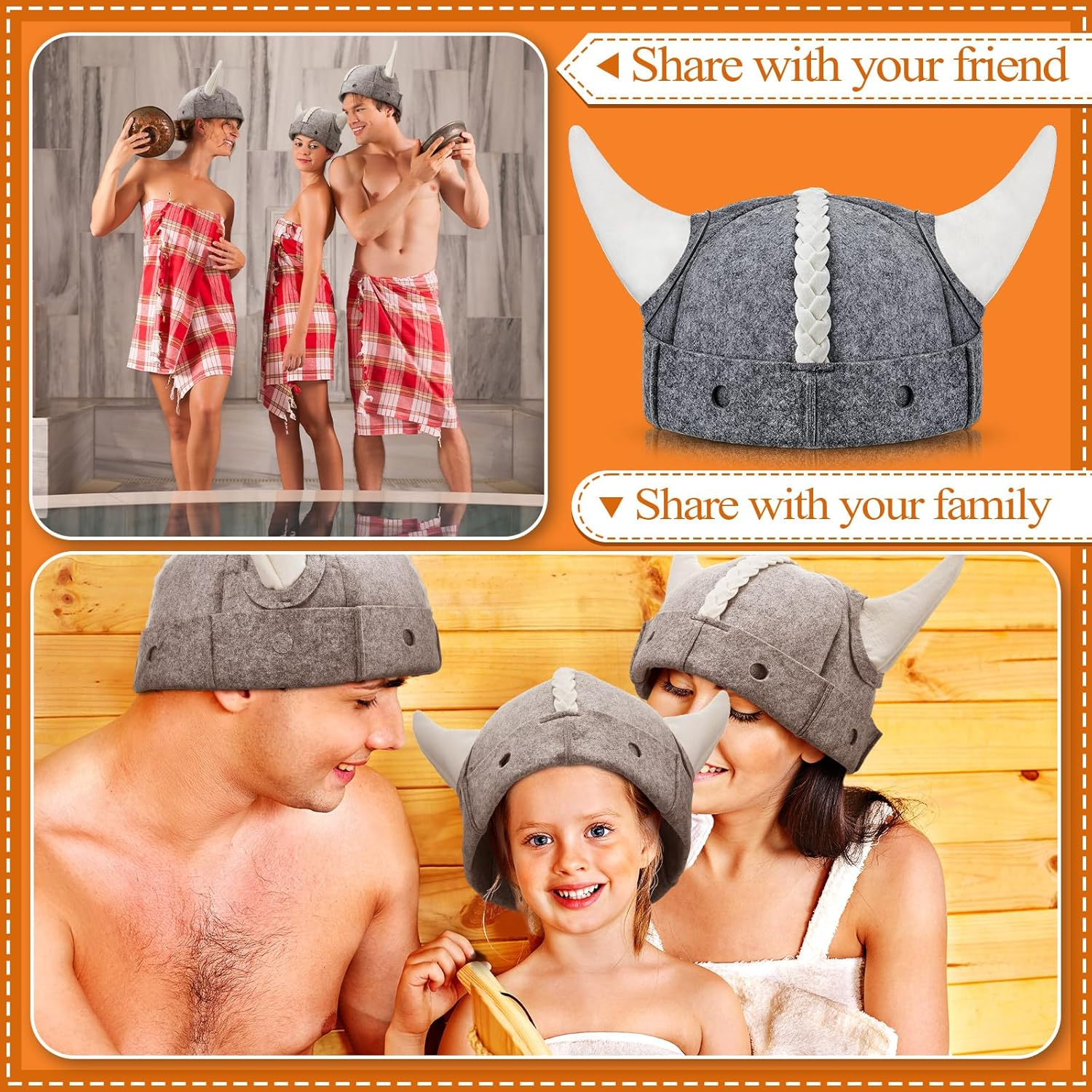 Jagely 2 Pcs Sauna Hat Viking Russian Banya Wool Sauna Cap for Women Men Finnish Ukraine Bath Accessories image number 4