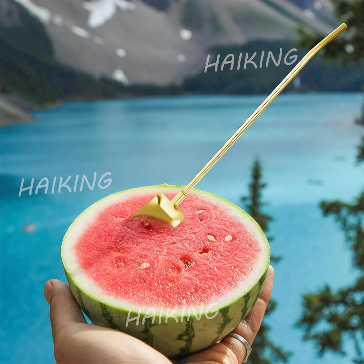 HAIKING Reusable Drinking Spoon Straws, 8 PCS Stainless Steel Spoon Straws with 2 Brushes for Coffee, Smoothie, Milkshake, Ice Cream (4 Colors) image number 2