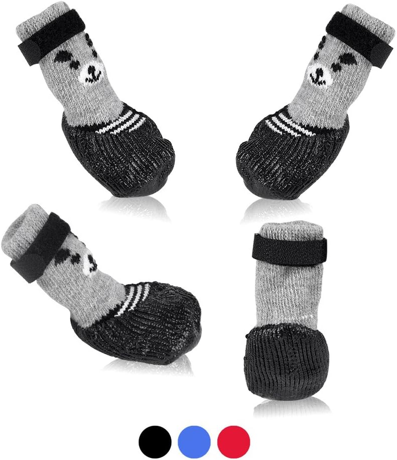 SMARTHING Dog Cat Boots Shoes Socks with Adjustable Waterproof Breathable and Anti-Slip Sole All Weather Protect Paws(Only for Tiny Dog) (L, Blue)