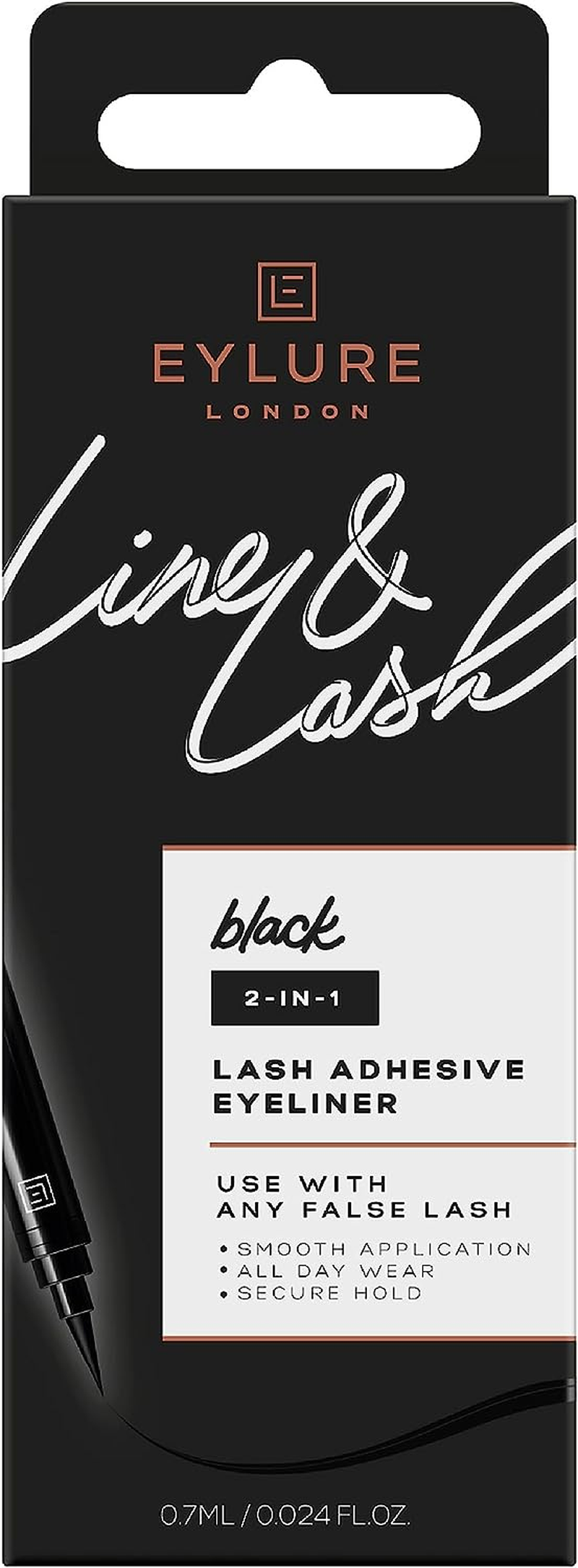 Eylure Line & Lash, 2-In-1 Adhesive Eyeliner, Black, 0.7Ml