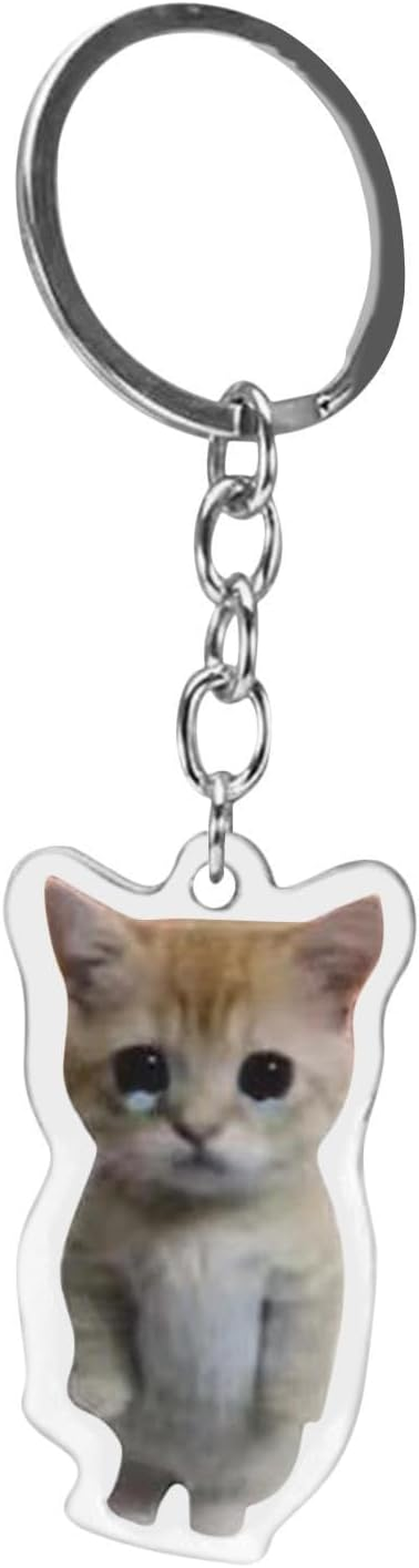 G&eacute;n&eacute;rique Cat Keychain, Cute Crying Sounds Making Keychains, 2D Acrylic Clicker Keychain Toy with Lanyard for Car Keys, Backpacks, Handbags, and Adults - Keyring Banana Cat Bottle Blue 3.5 Cm image number 3