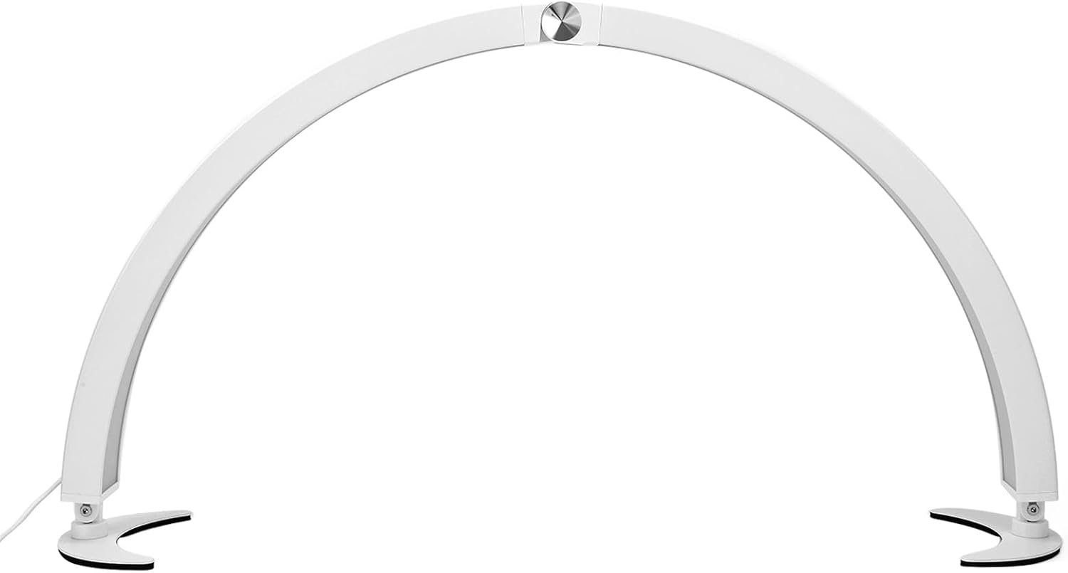 Half Moon Desk Lamp for Nails Art, 3200K‑5600K Dimmable LED Half Moon Light with 28 Inch Lamp Head, 40W Fill Light with Remote Control for Beauty Lash Extension Tattoo (Black)