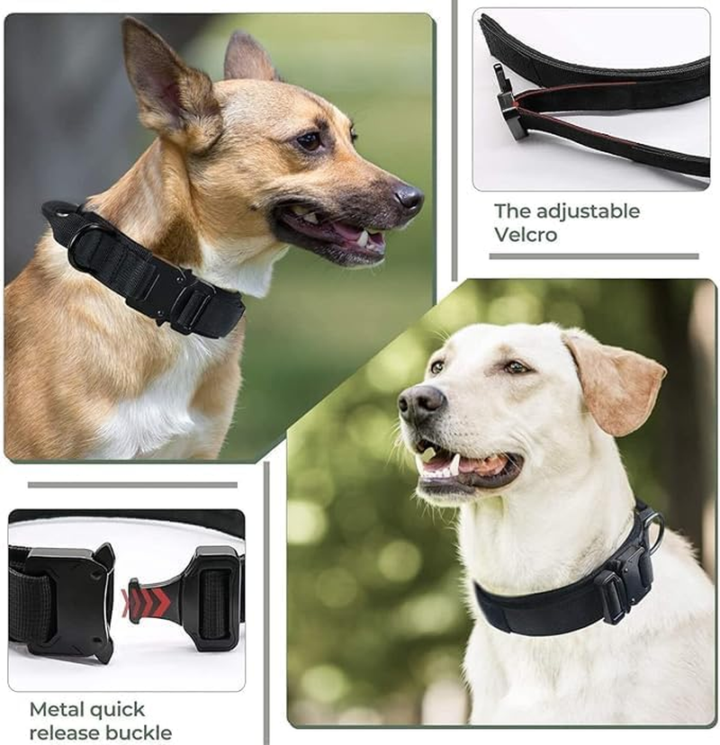 Tactical Dog Collar Military Training Adjustable Nylon Dog Collar with Control Handle and Quick Release Heavy Metal Buckle for Medium and Large Dogs (Black) - Khaki image number 6