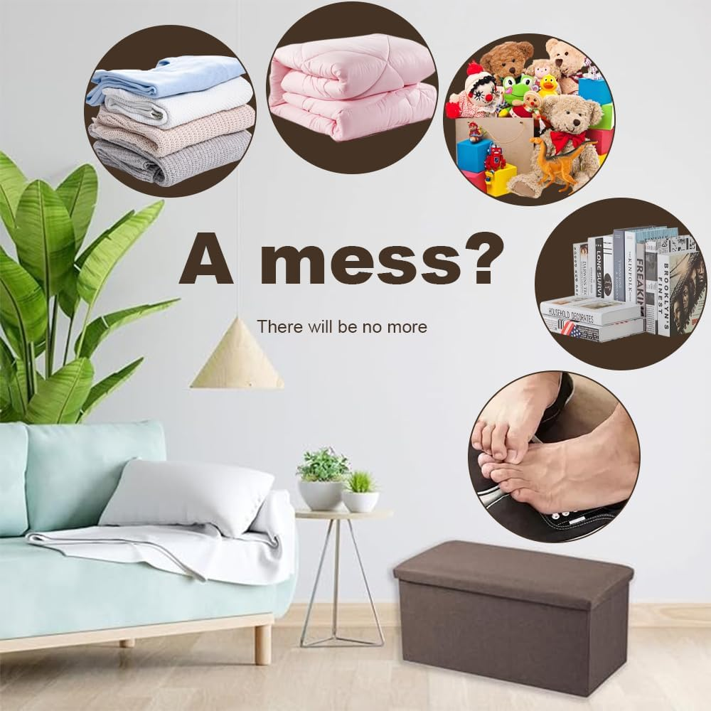 Folding Ottoman Storage, Storage Ottoman Bench, Multifunctional Sofa Stool, Chest with Lid, Folding Storage Ottoman Bench 115L Storage Space for Hallway, Bedroom, Space-Saving