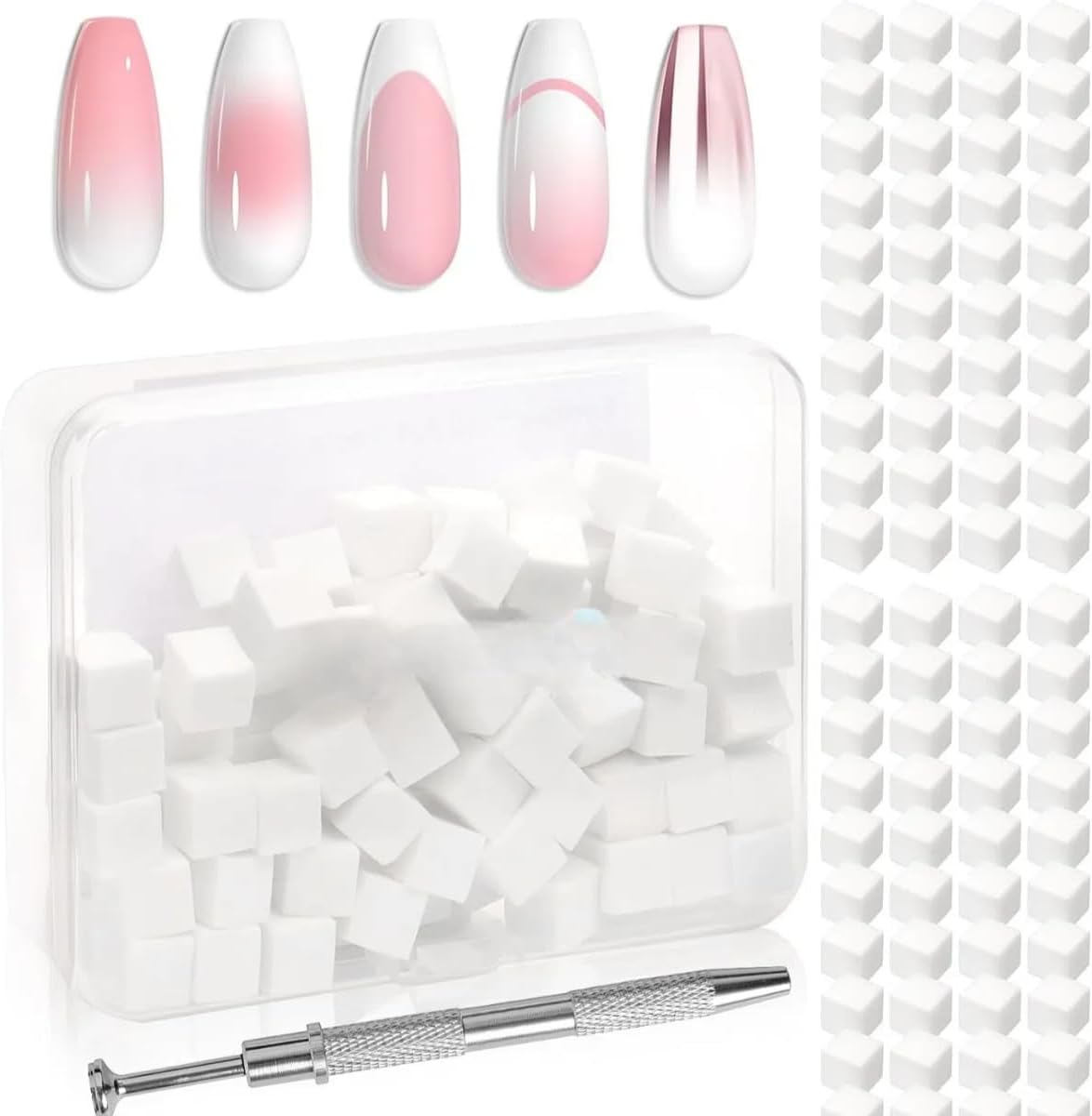 125 Nail Art Sponges and 4 Claws Nail Sponge Metal Gripper for Ombre and Gradient Nail Design, Nail Art Sponge Brush, Manicure Accessories for Nails, Nail Art Sponges for Baby Boomer Effects DIY image number 3