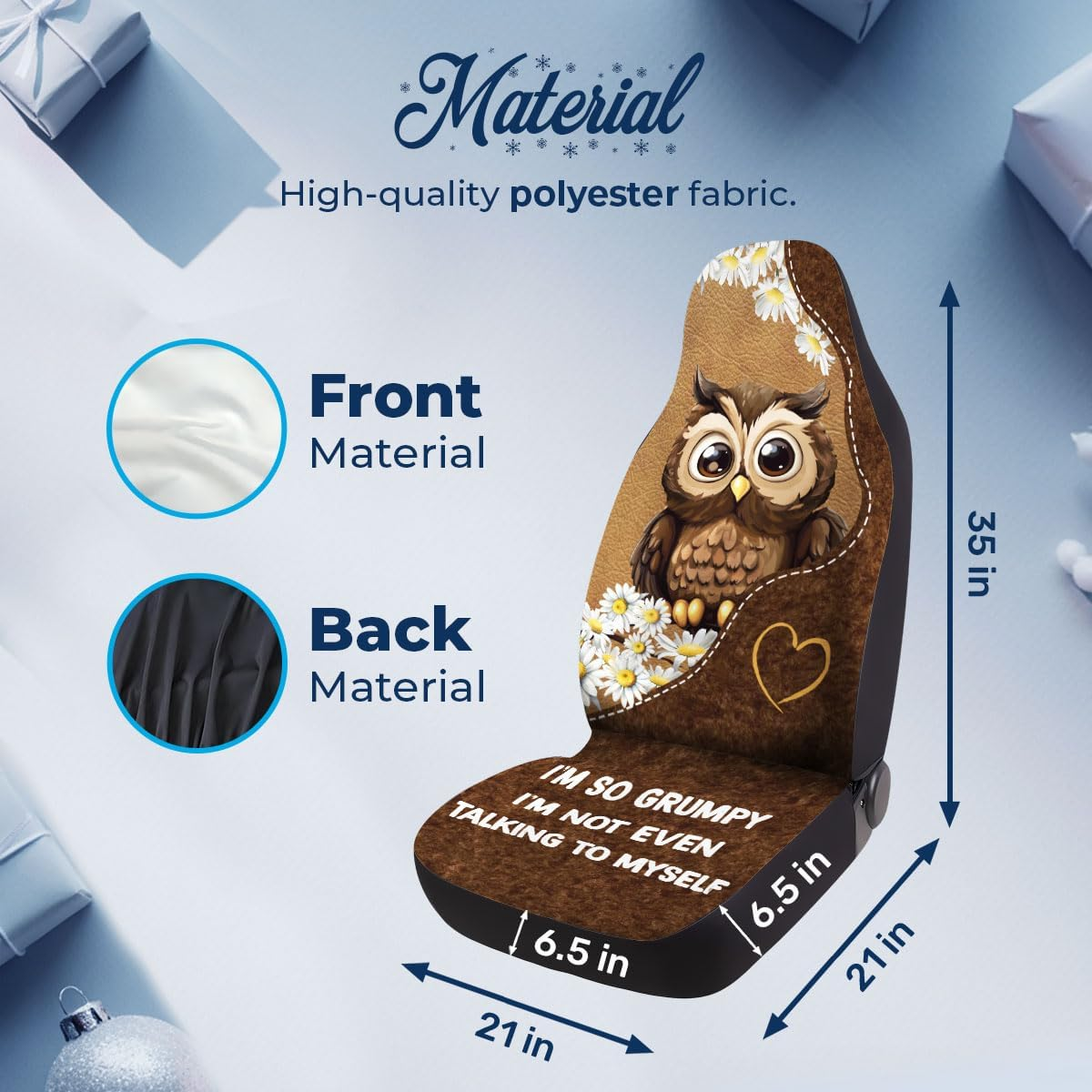 GENANY Owl I'M so Grumpy 2 Front Car Seat Covers for Car Truck Sedan SUV, Car Gifts, Durable Automotive Seat Covers, Breathable Bucket Seat Covers, Protective Interior Accessory - 02. Skellington Couple image number 4