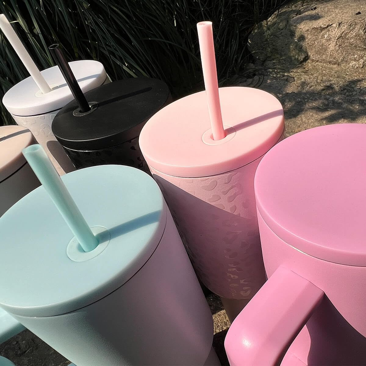 40 Oz Tumbler with Handle and Straw Lid, Insulated Reusable Stainless Steel Water Bottle Travel Mug Cupholder Use, Gifts for Women Men Him Her, Black Leopard image number 6