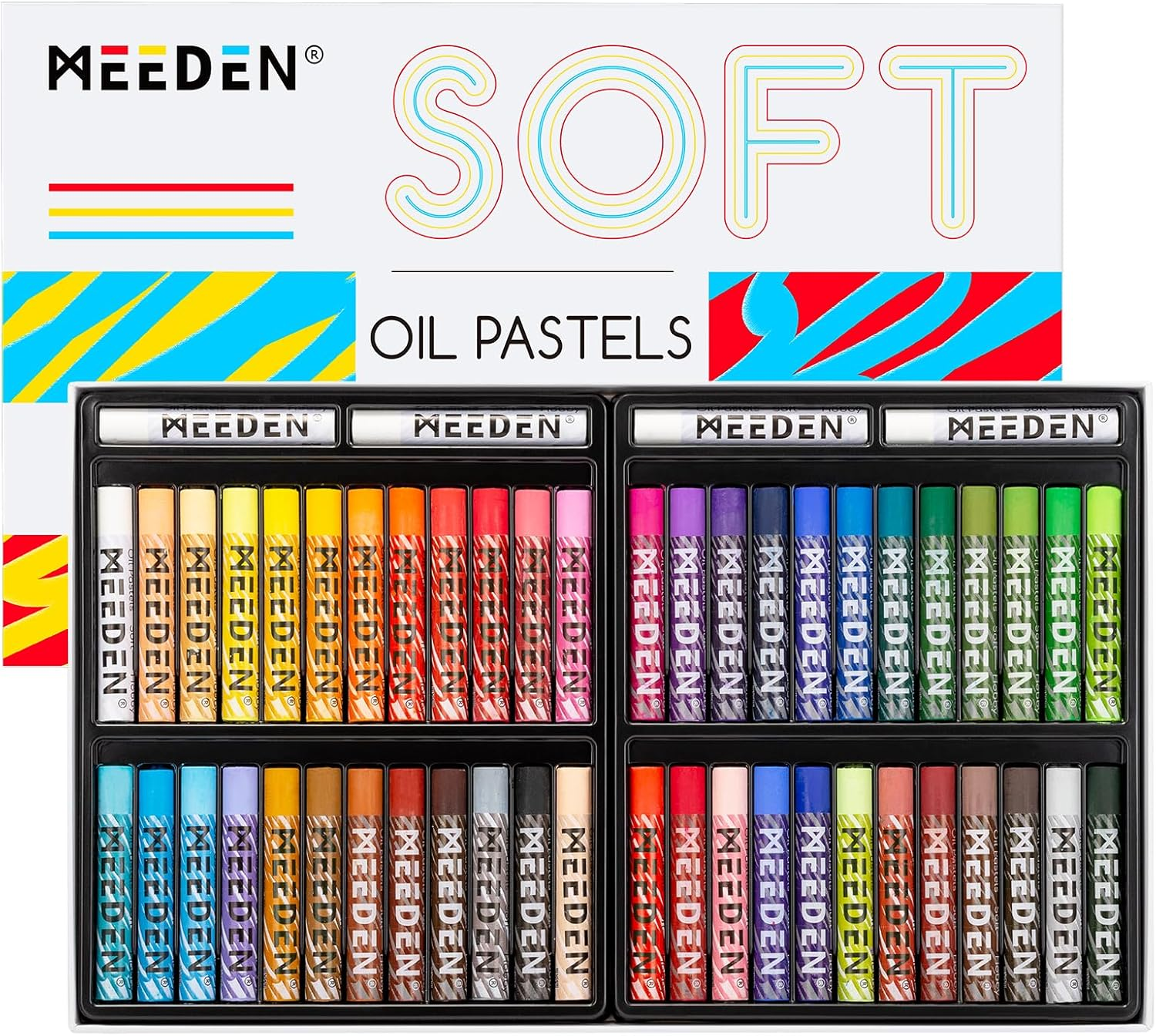 MEEDEN Soft Oil Pastels Set: 48 Colors with Extra 4 White Oil Pastels for Artists Beginners Adults Teachers - Vibrant Oil Pastels Crayons for Art Painting & Drawing, Blending, Layering, Shading image number 2