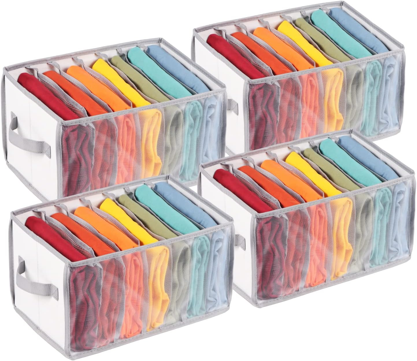 Univivi Large Wardrobe Organiser, Portable Mesh Wardrobe Organiser for Pax, Jeans, Trousers, T-Shirt, Leggings, Storage Wardrobe Organiser, Pack of 4