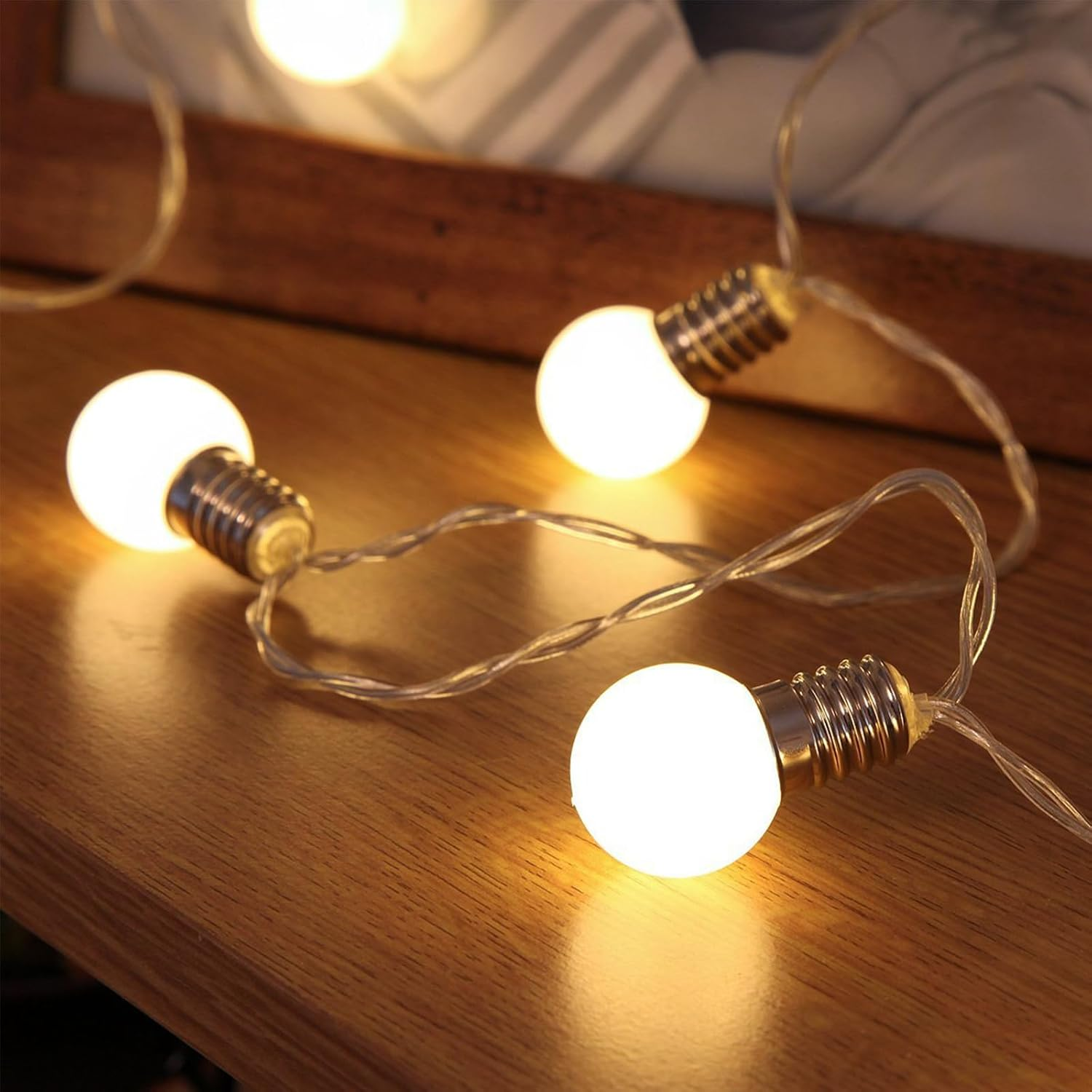 ENLACE LED Fairy Lights Bulbs, 1.5 M 10 LED Light Bulb, Party Fairy Lights, Battery Operated, 5 Cm Balls, Fairy Lights Balls for Wedding, Children'S Room, Christmas, Garden, Party Decoration image number 1