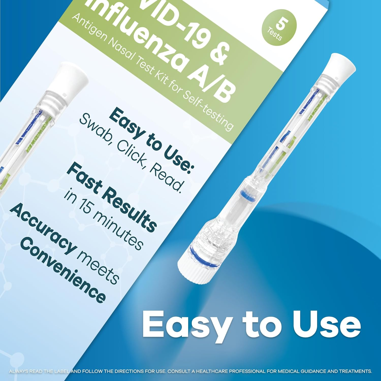 2San COVID-19 & Flu A/B Test &ndash; Results in 15 Minutes &ndash; 5-Pack (5 Test) &ndash; Rapid Antigen Home Test &ndash; Clinically Accurate &ndash; Easy, Non-Intrusive Nasal Swab &ndash; Detects Flu & COVID image number 1