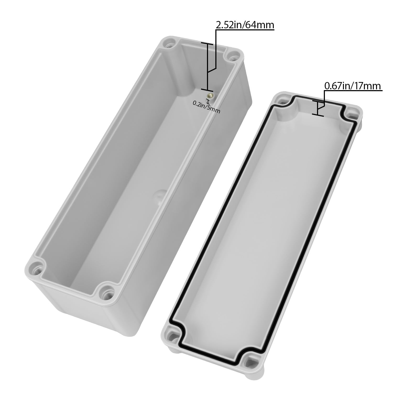 Hohaing Junction Box，9.8"X 3.3"X 3.1" Outdoor Electrical Box with Mounting Plate, IP67 Dustproof Waterproof ABS Plastic Project Box, DIY Electrical Enclosure Gray (250X 85X 80 Mm) image number 6