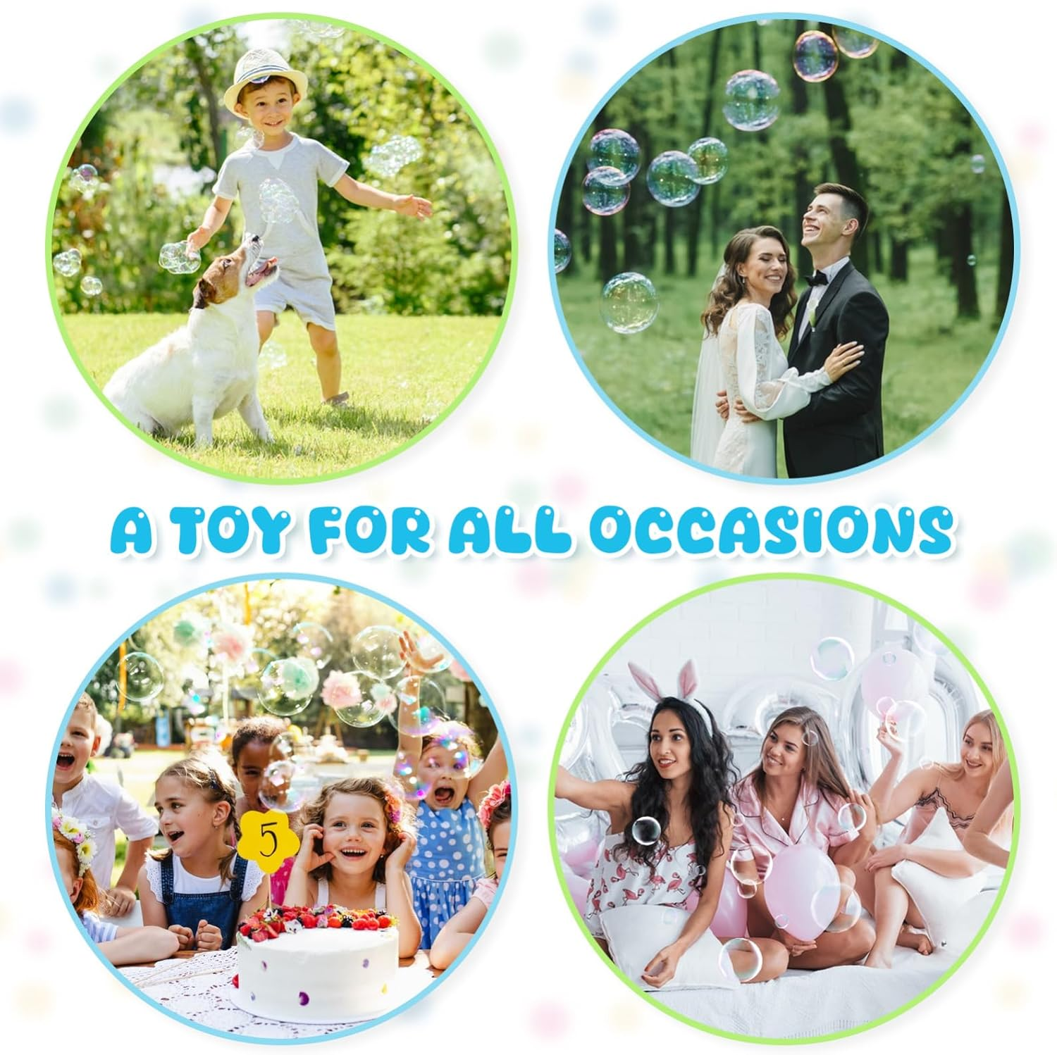 2 Sets Trumpet Bubble Blower Spike: Mess Away Botanical Bubbles and Dipping Tray Manual Maker Summer Outdoor Blowing image number 1