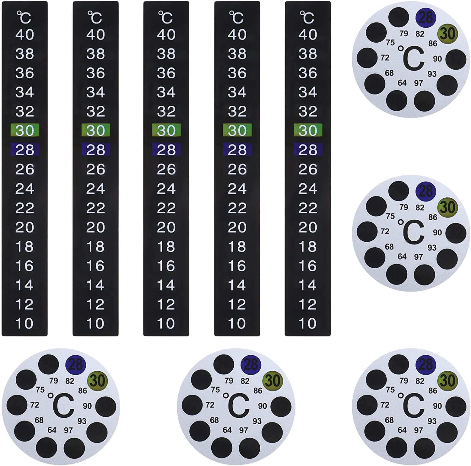 Emagtech 10PCS Thermometer Stickers Self-Adhesive Colour Change Digital Temperature Display Instant Read Temperature Stickers for Aquarium Fish Tank Milk Bottles