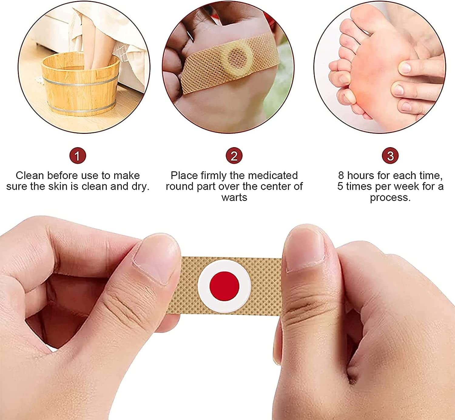 MQ Corn Remover Pads, Wart Remover, Foot Corn Remover Patch, 24 Pcs Corn Removal Pads, Corn Removal Treatment Relieve Corn Pain and Foot Care, Corn Plasters with Hole for Feet, Hand, Toe image number 1