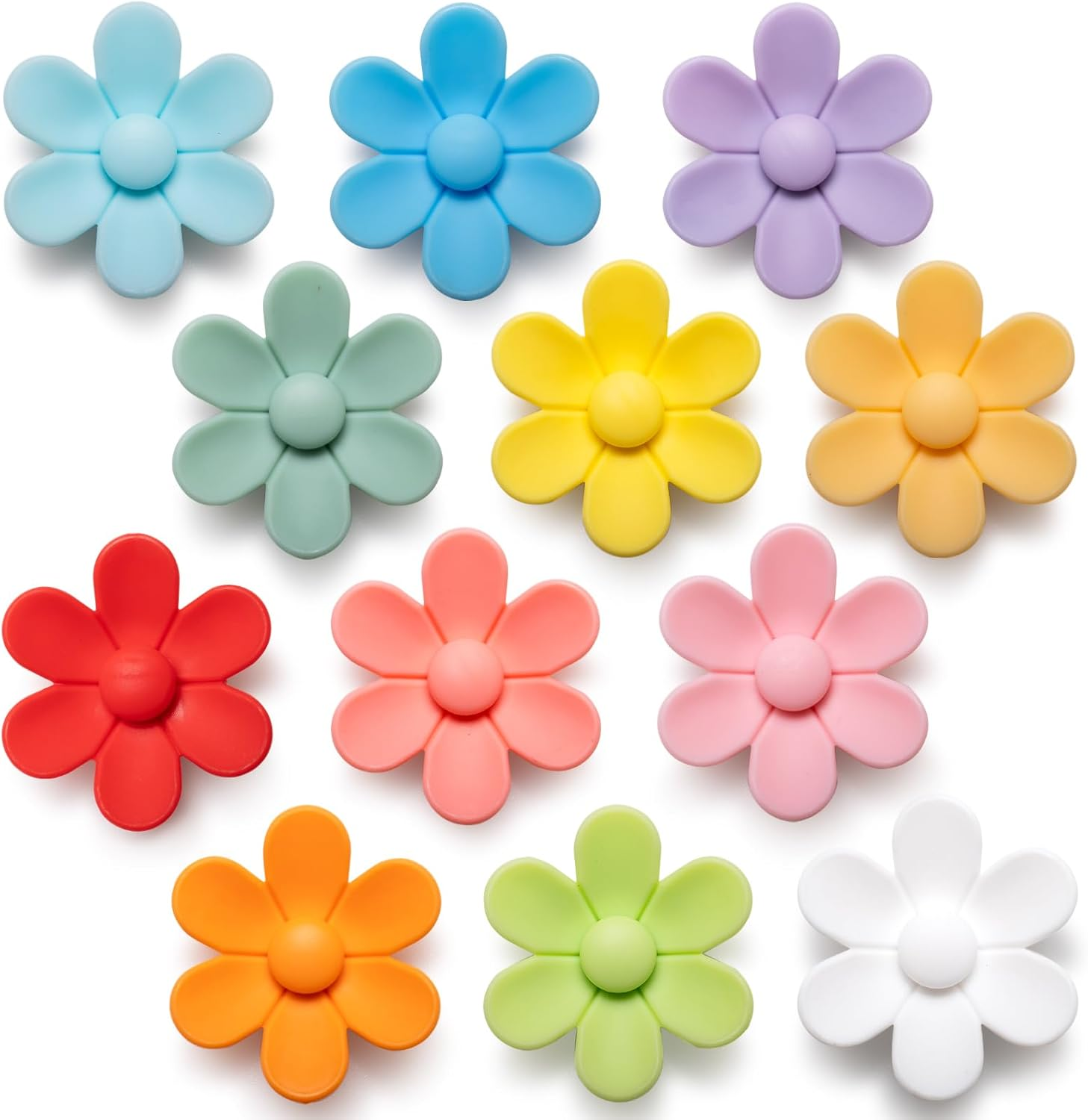 SUNURS 3D Solid Color Flower Cute Fridge Magnets for Locker, Colorful Strong Decorative Funny Refrigerator Magnets for Whiteboard, Kitchen, and Office (12 Pieces) image number 4