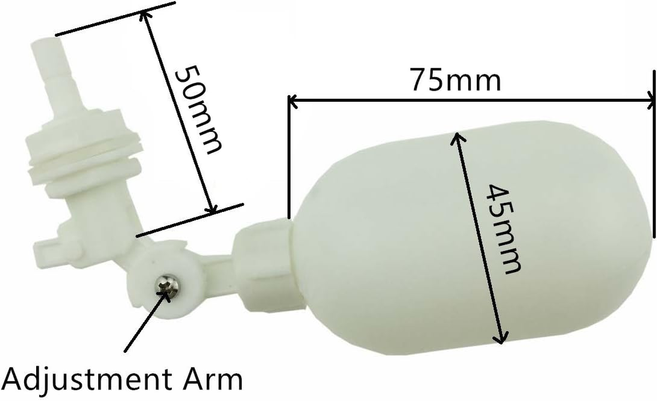 1/4 Inch Tube Float Valve Kit for RO Water Reverse Osmosis System Water Filter Push in to Connect Pipe Hose Tube Fittings（Ball Valve +L+15 Feet Pipe） (White)