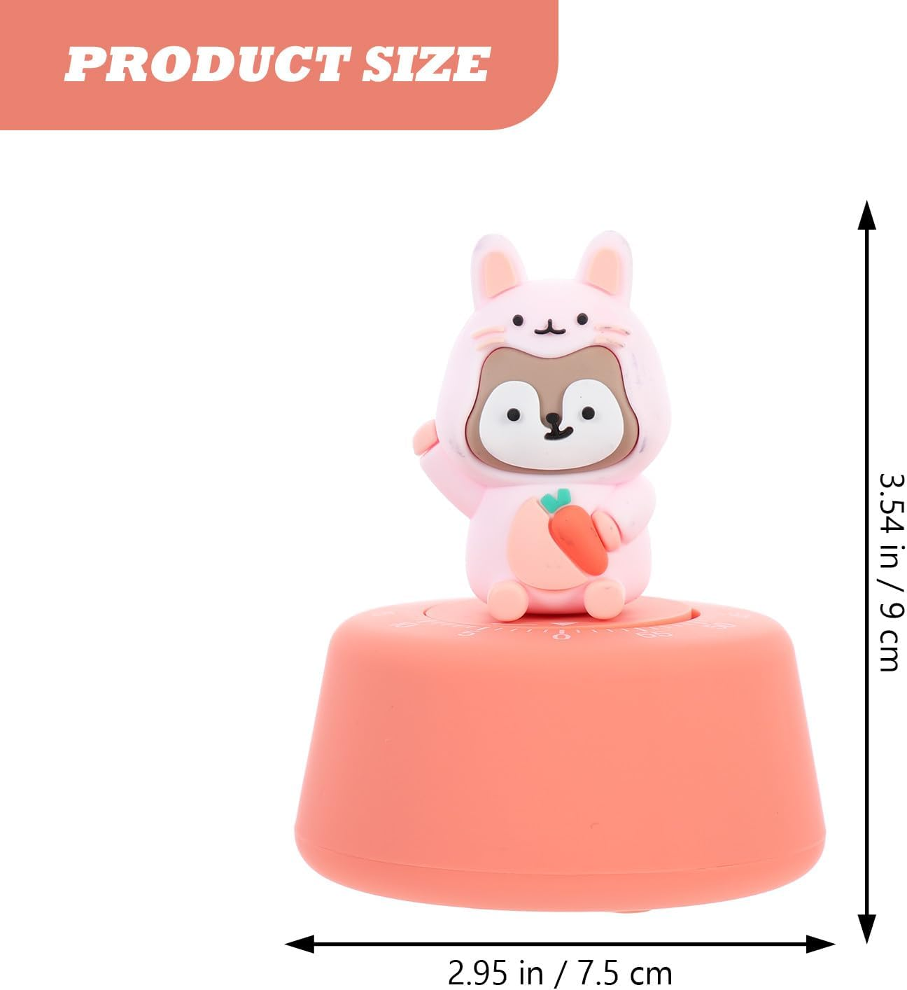 PHENOFICE Mechanical Kitchen Timer Manual Countdown Cartoon Pink Rabbit Time Reminder for Baking Cooking Games in Home image number 2