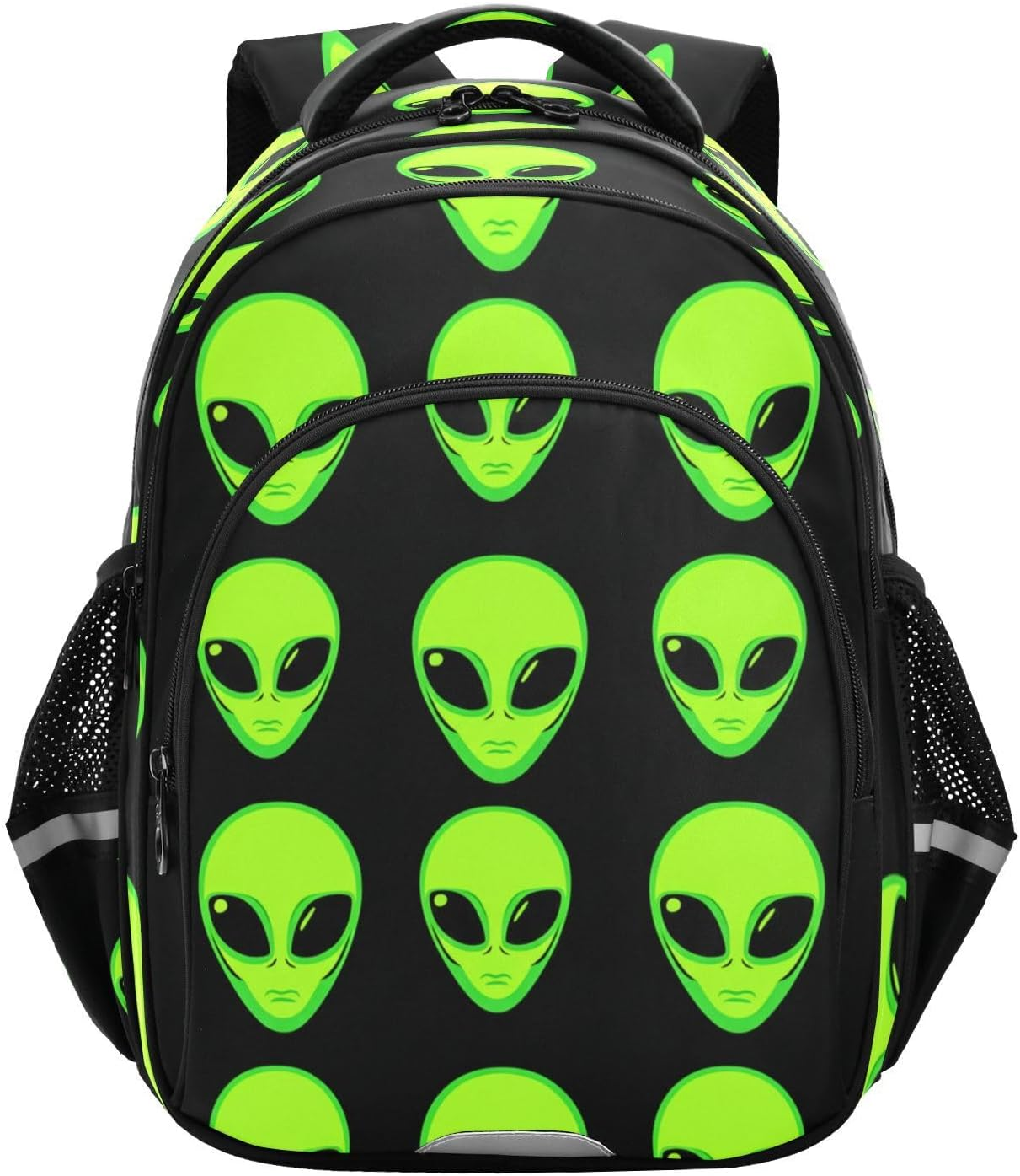 Green Aliens Black Kids School Backpack for Boys Girls Ages 8-14, Backpack for Boys Elementary School image number 6