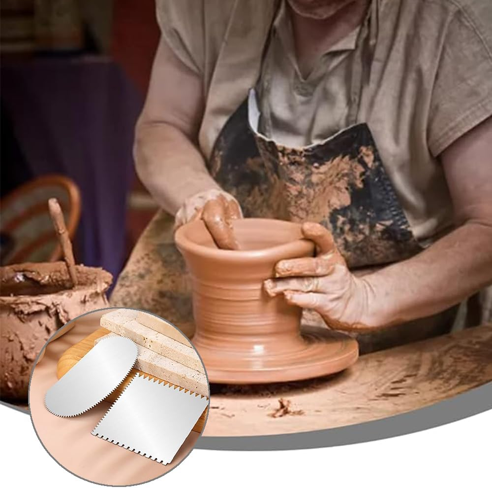 Ceramic Clay Sculpting Tools, 2 Piece Serrated Scraper Set, Pottery Ribs for Modelling and Texturing image number 4