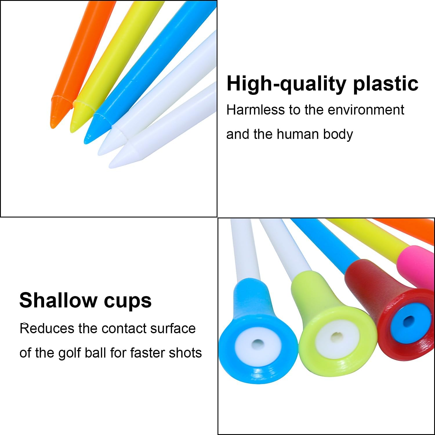 Plastic Golf Tees Unbreakable Golf Tees,Golf Tees Plastic Bulk for Man/Women (Random Colors)