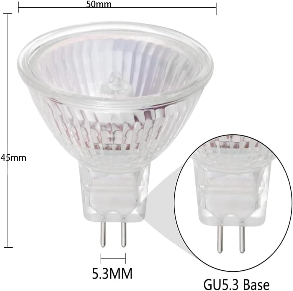 Suithink MR16 Halogen Bulbs, 2 Pack 12V 50W 2 Pin GU5.3 Base Warm White Light Bulb with Clear Glass Cover for Landscape Lights, Track Lights image number 3