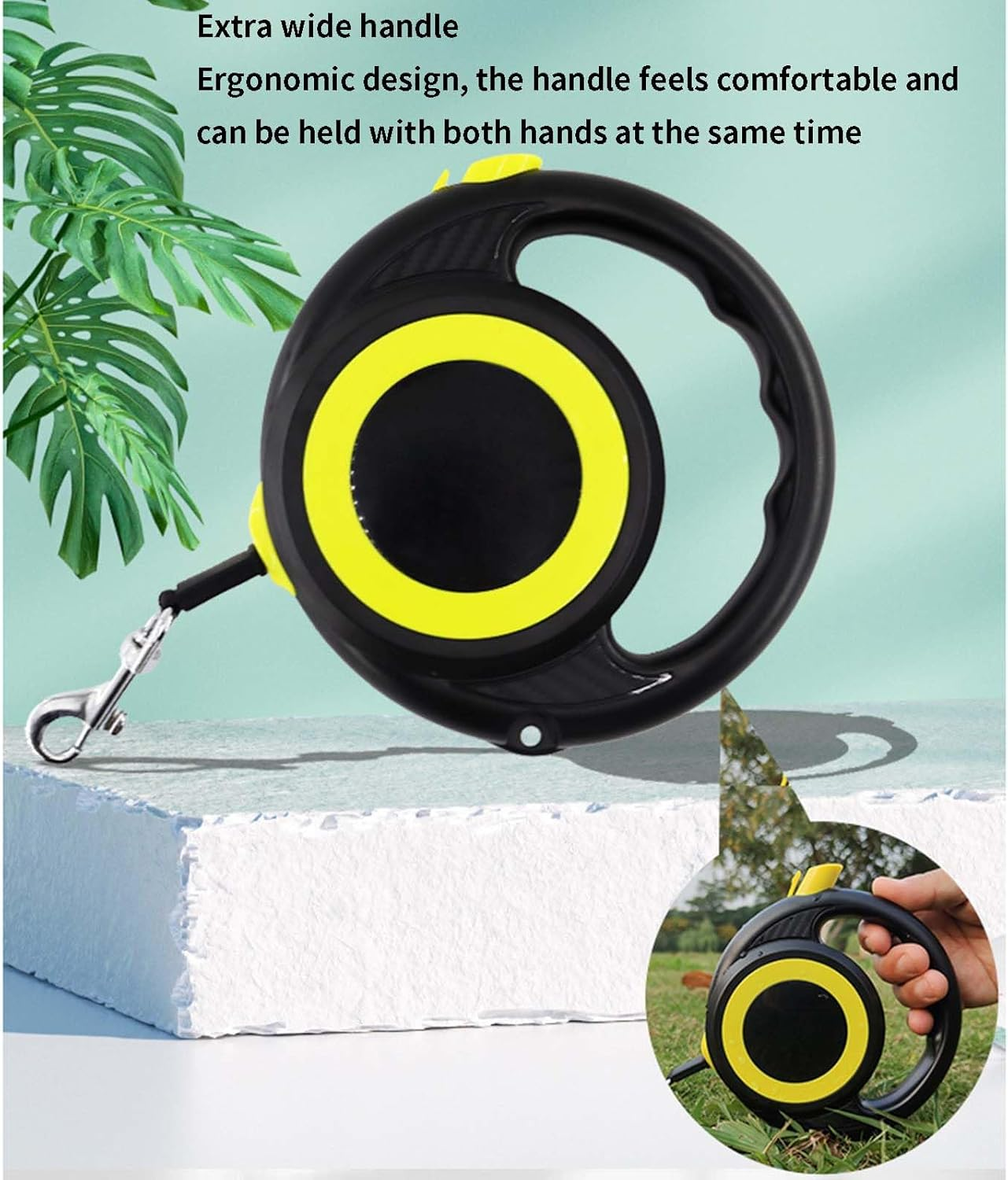 Rope Dog Lead Dog Leads for Medium Dogs Small Dog Leash Drawstring Hook Portable Automatic Telescopic Multifunctional Hanging Hole Wide Handle Comfortable to Hold (15X15X3.6Cm,Black) - Black image number 5