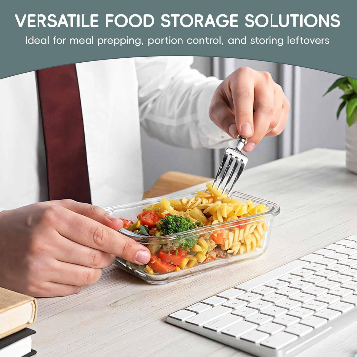 DULCE DOM 10 Pack Glass Containers with Airtight Lids (1040Ml/35Oz) Bpa-Free for Kitchen Storage & Organisation Meal Prep, Lunch Box Stackable Glass Containers for Kitchen Office & Camping image number 5