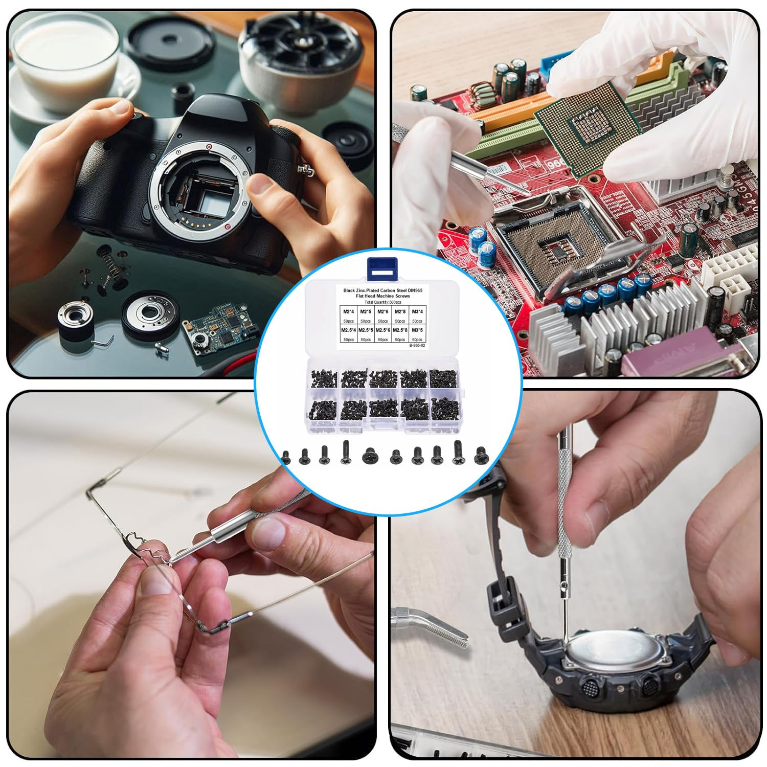 Wzenclave 500Pcs 10Sizesscrew Kit Repair Tool Assortment Set Cross Countersunk Laptop Repair Screw Combination Set M2 M2.5 M3 Black Laptop Computer Screws Assortment Kit for Electronic Repair image number 6